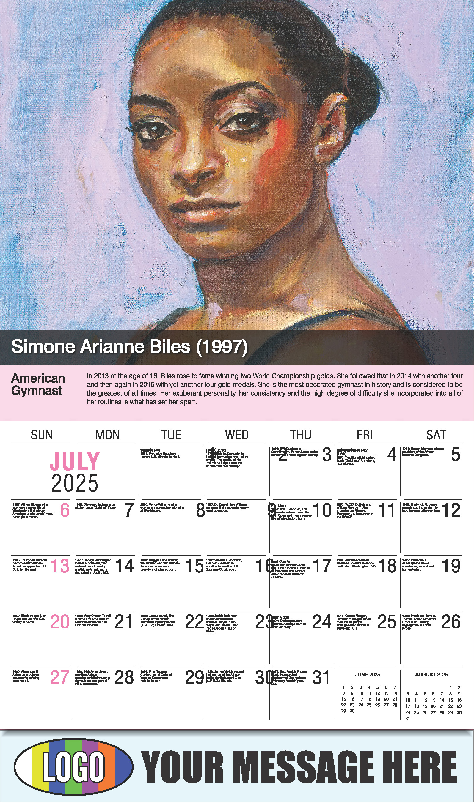 Black History 2025 Business Advertising Calendar - July