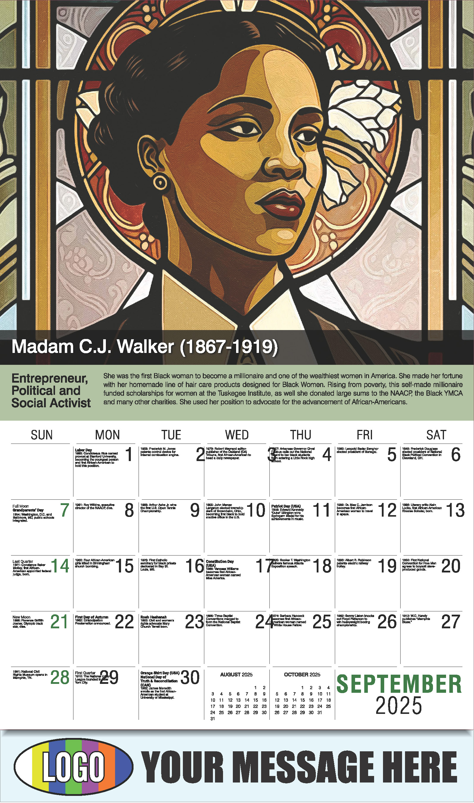 Black History 2025 Business Advertising Calendar - September