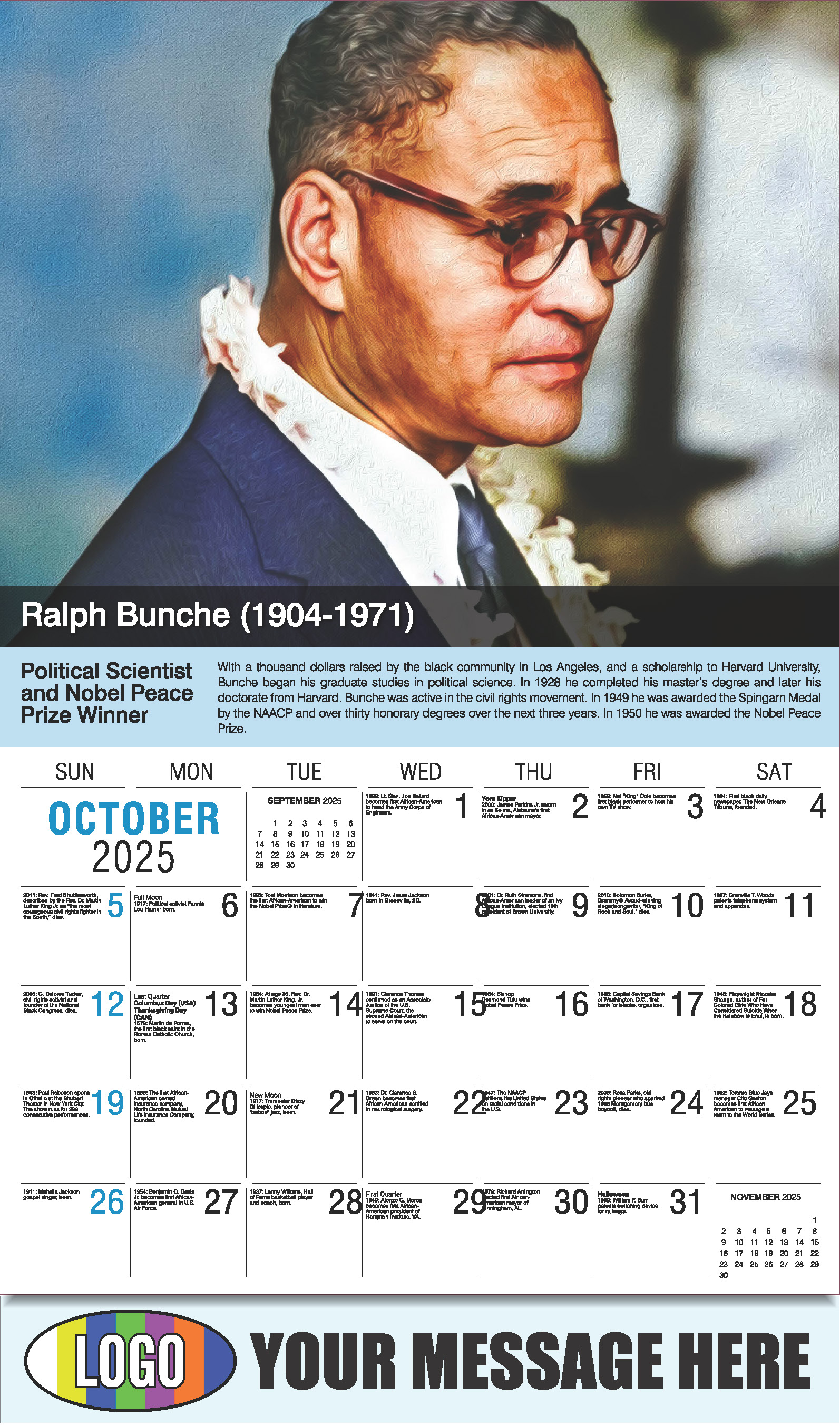 Black History 2025 Business Advertising Calendar - October