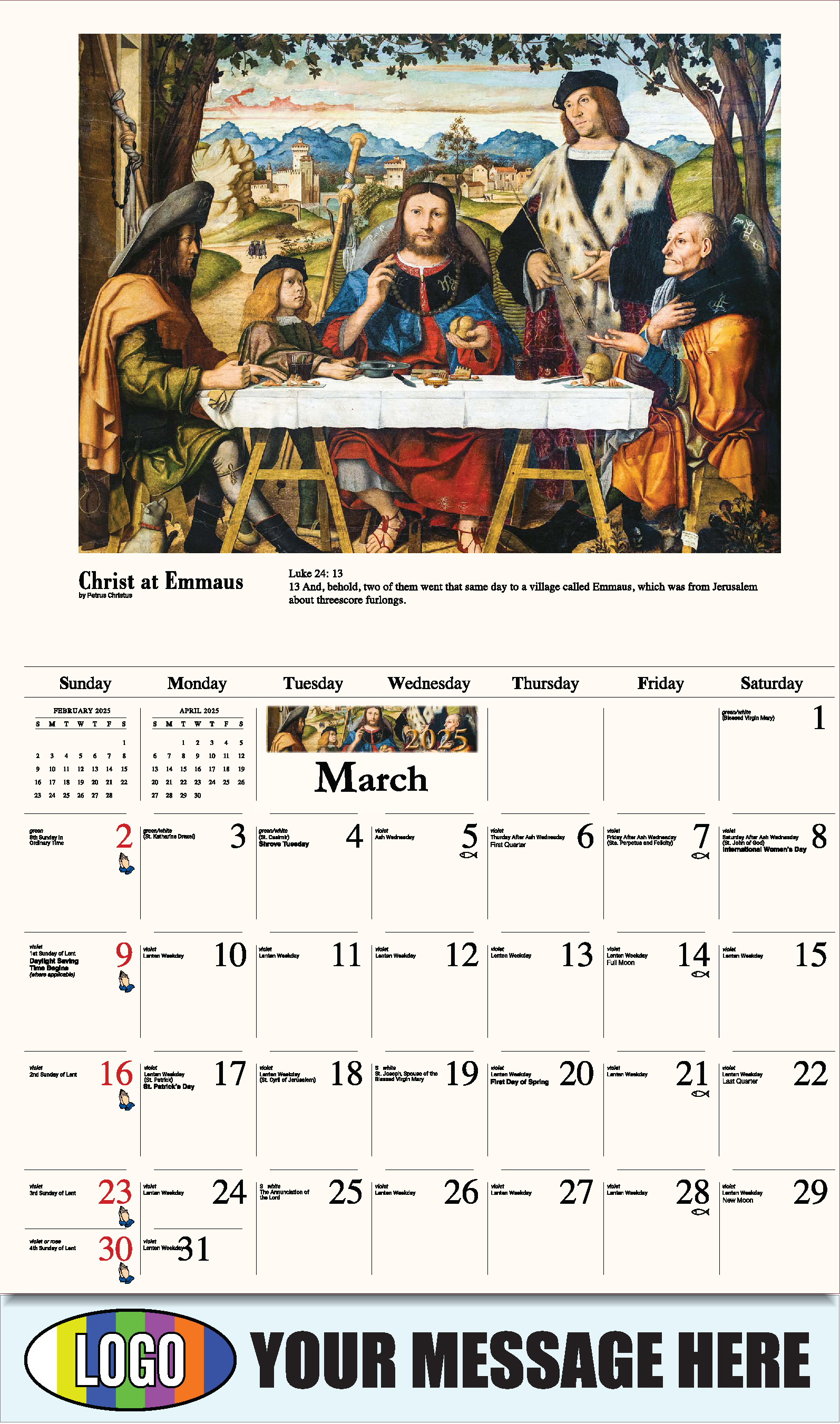Catholic Inspirations 2025 Church Promotion Calendar - March