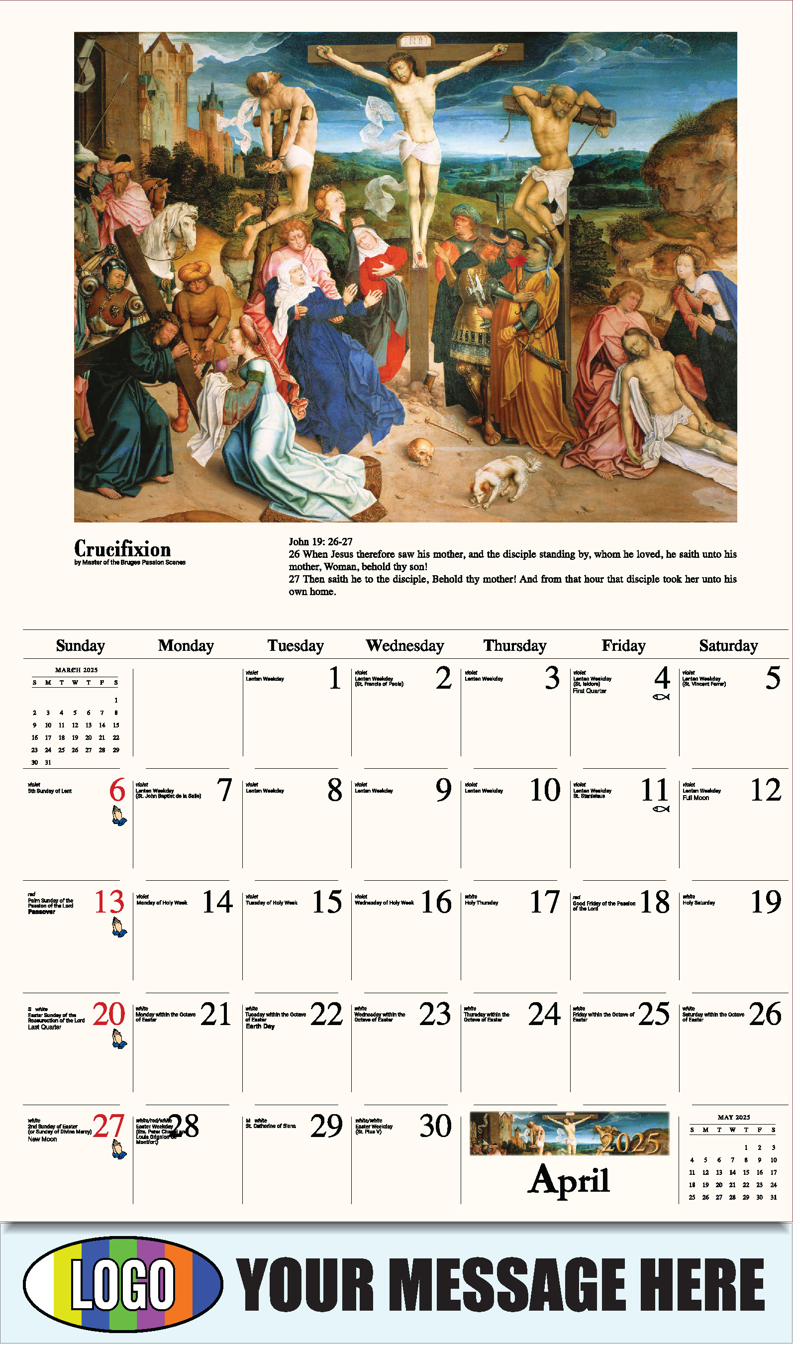 Catholic Inspirations 2025 Church Promotion Calendar - April