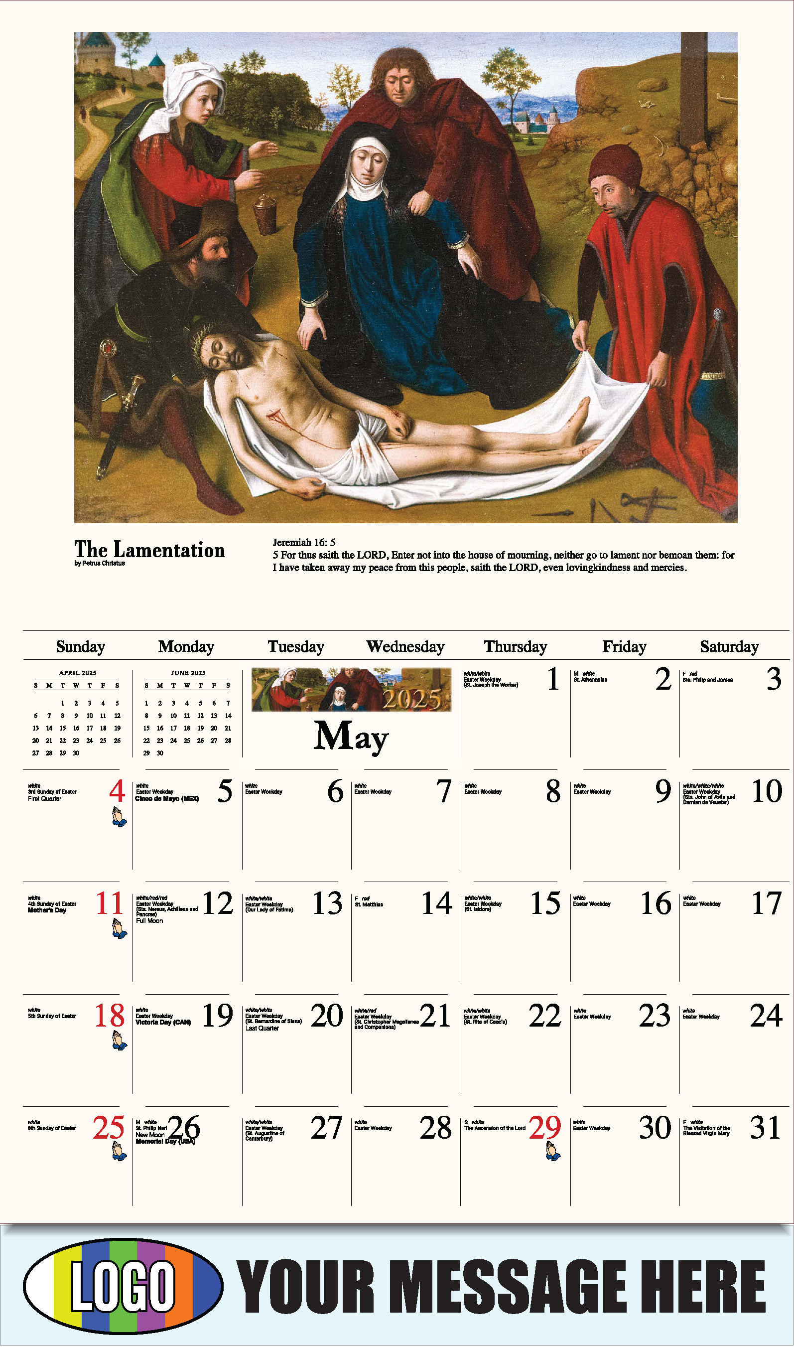 Catholic Inspirations 2025 Church Promotion Calendar - May