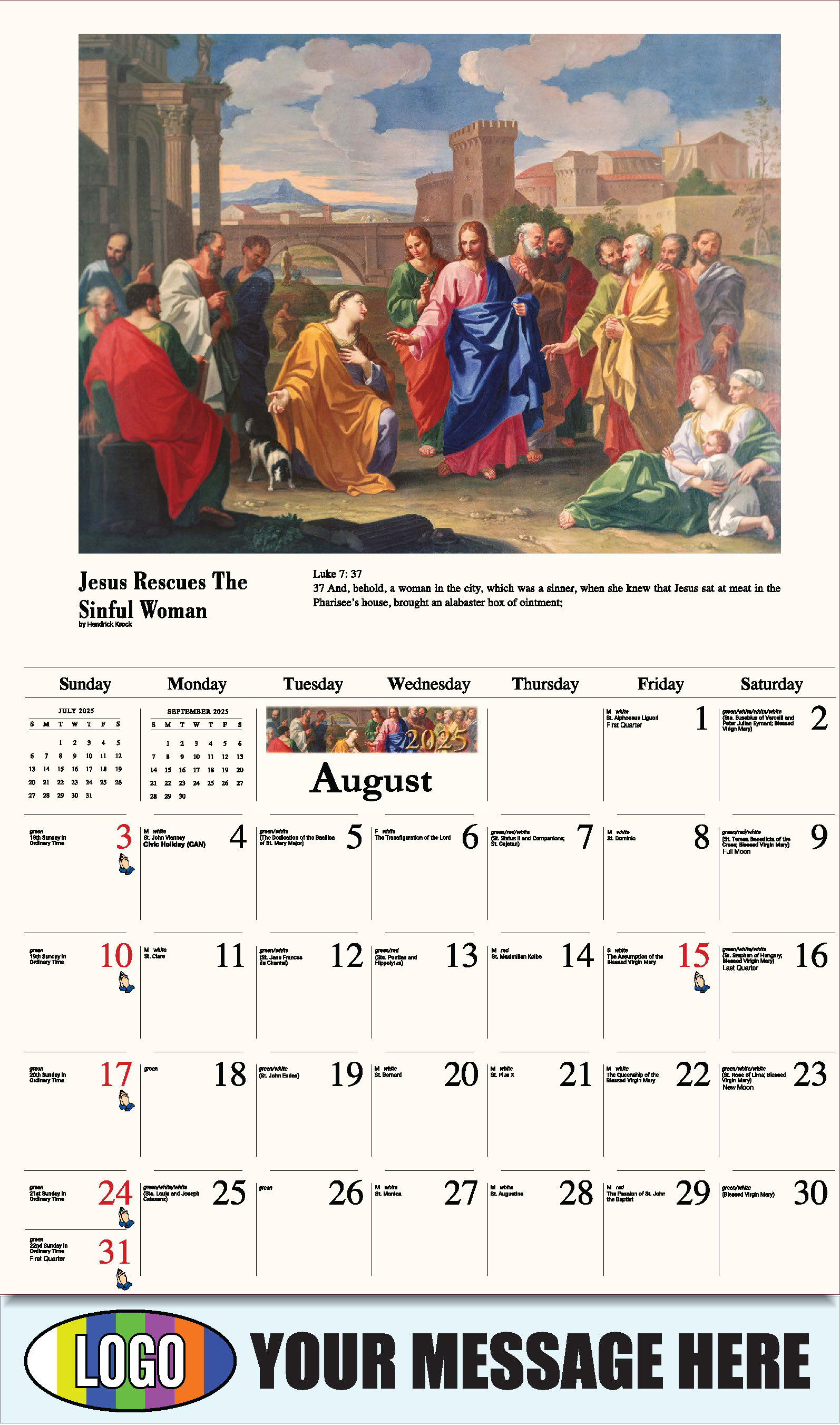 Catholic Inspirations 2025 Church Promotion Calendar - August