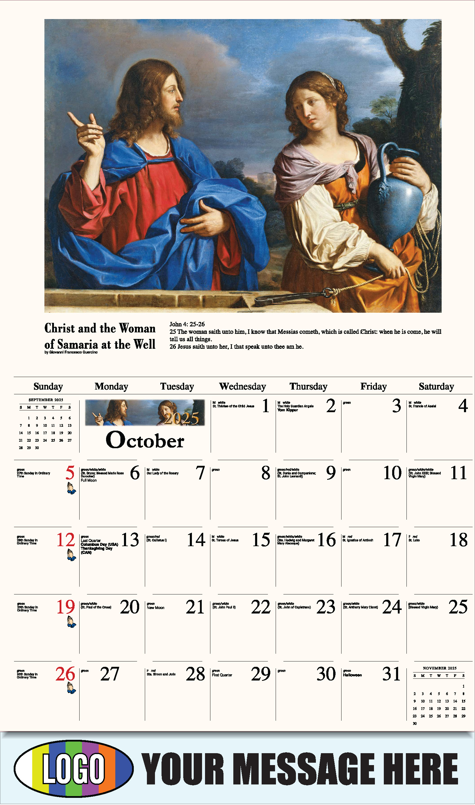 Catholic Inspirations 2025 Church Promotion Calendar - October