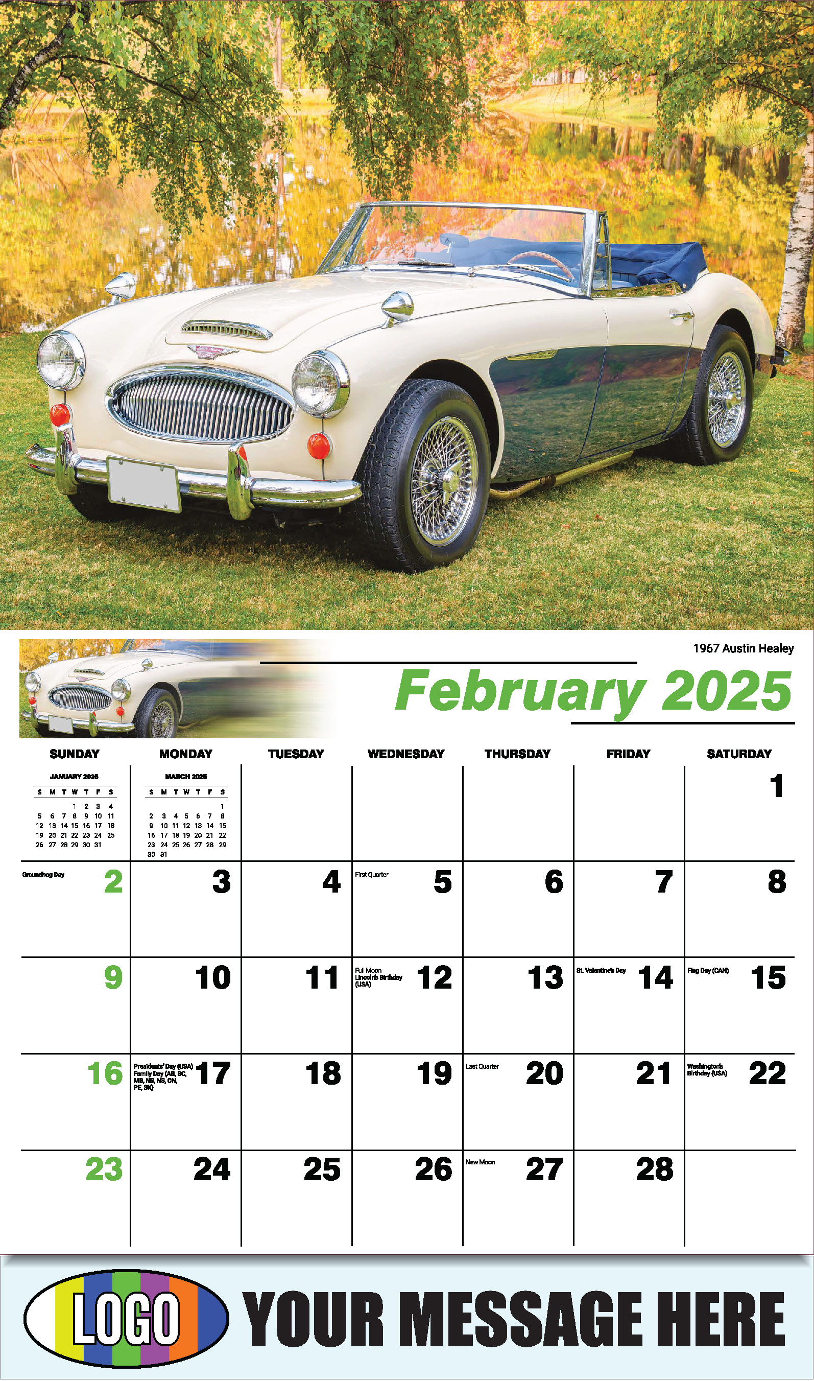 Classic Cars 2025 Automotive Business Promo Calendar - February