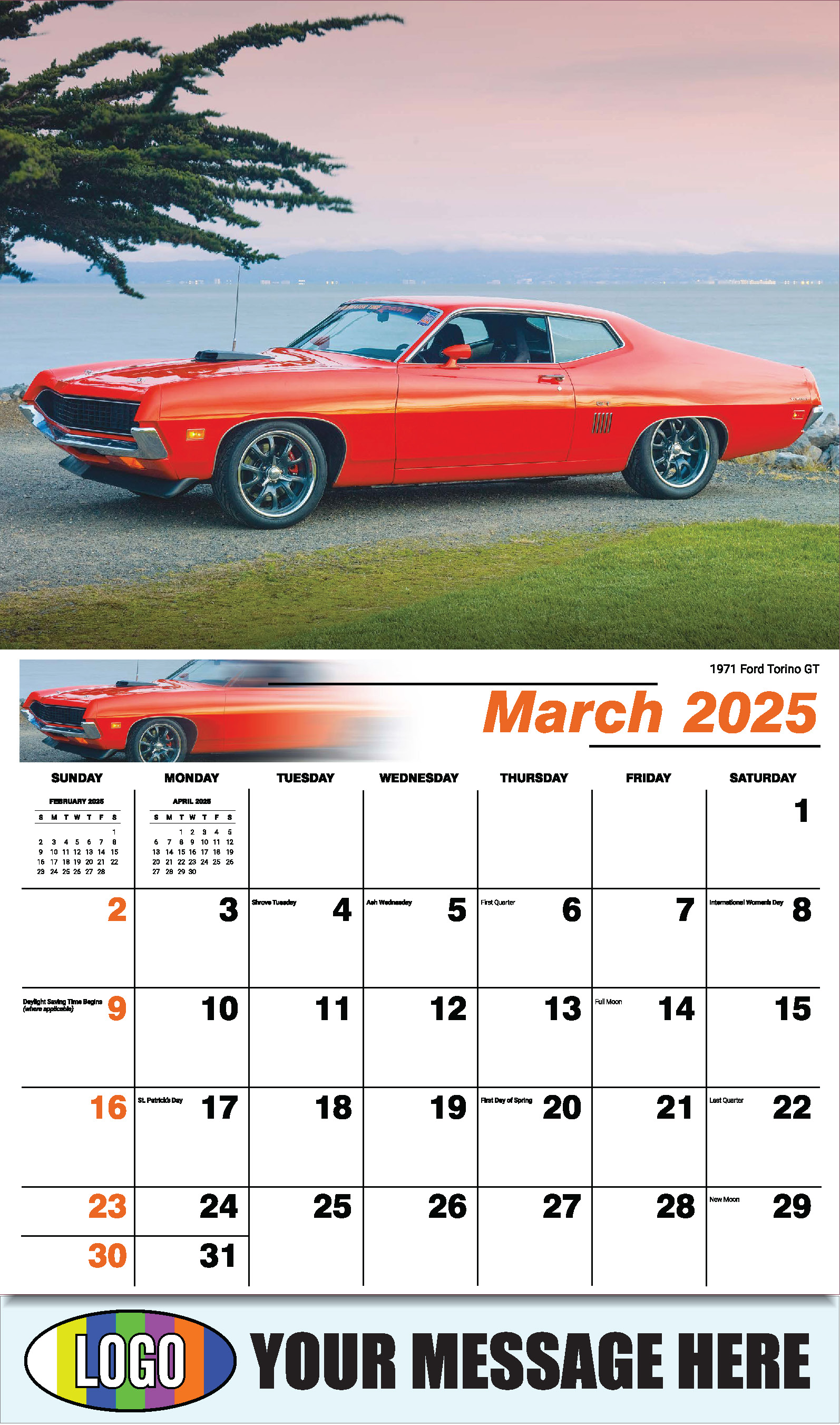 Classic Cars 2025 Automotive Business Promo Calendar - March