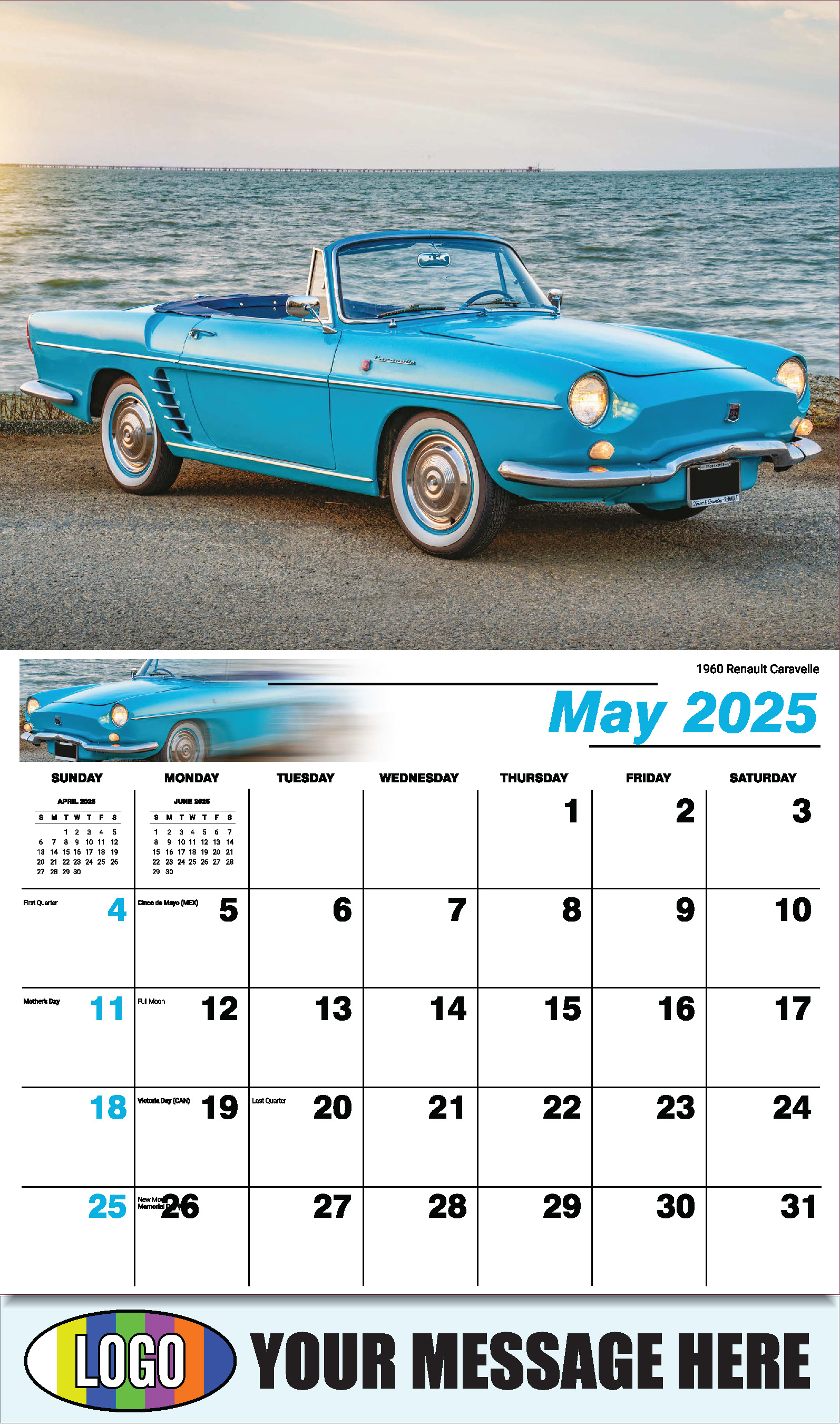 Classic Cars 2025 Automotive Business Promo Calendar - May