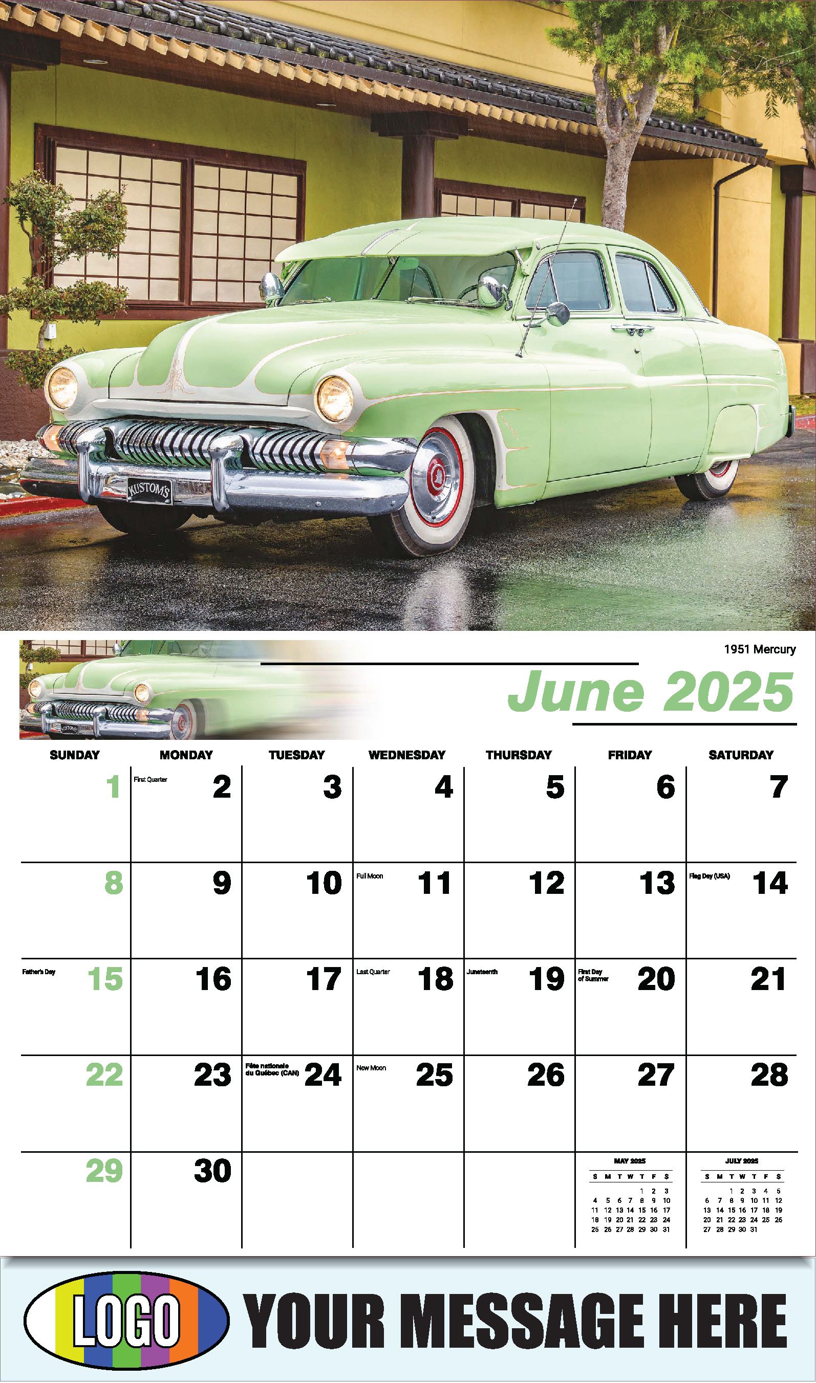 Classic Cars 2025 Automotive Business Promo Calendar - June