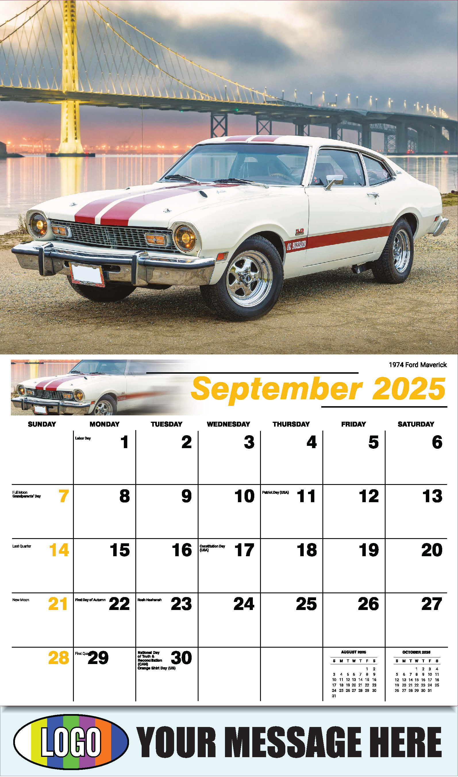 Classic Cars 2025 Automotive Business Promo Calendar - September