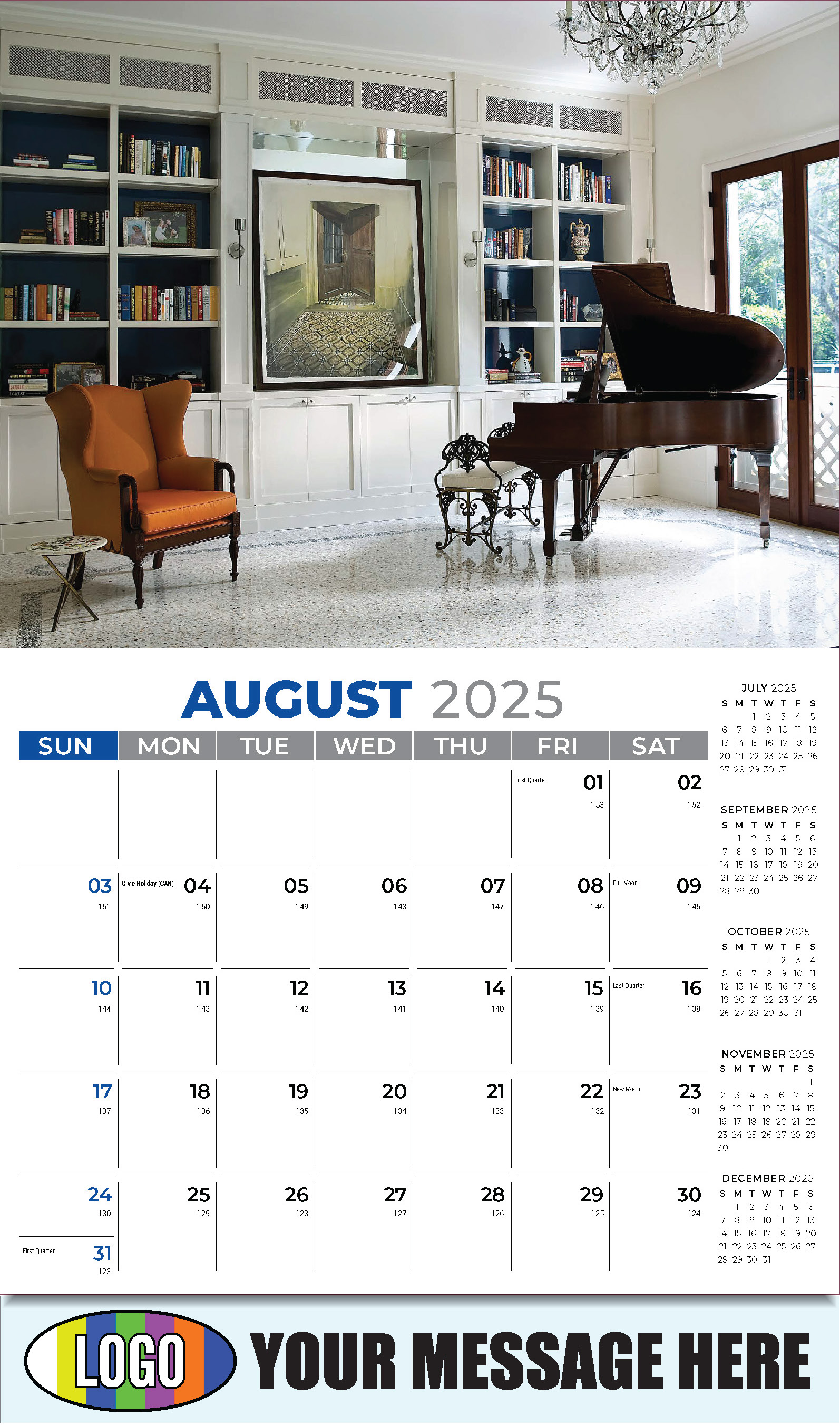 Decor and Design 2025 Interior Design Business Promotional Calendar - August
