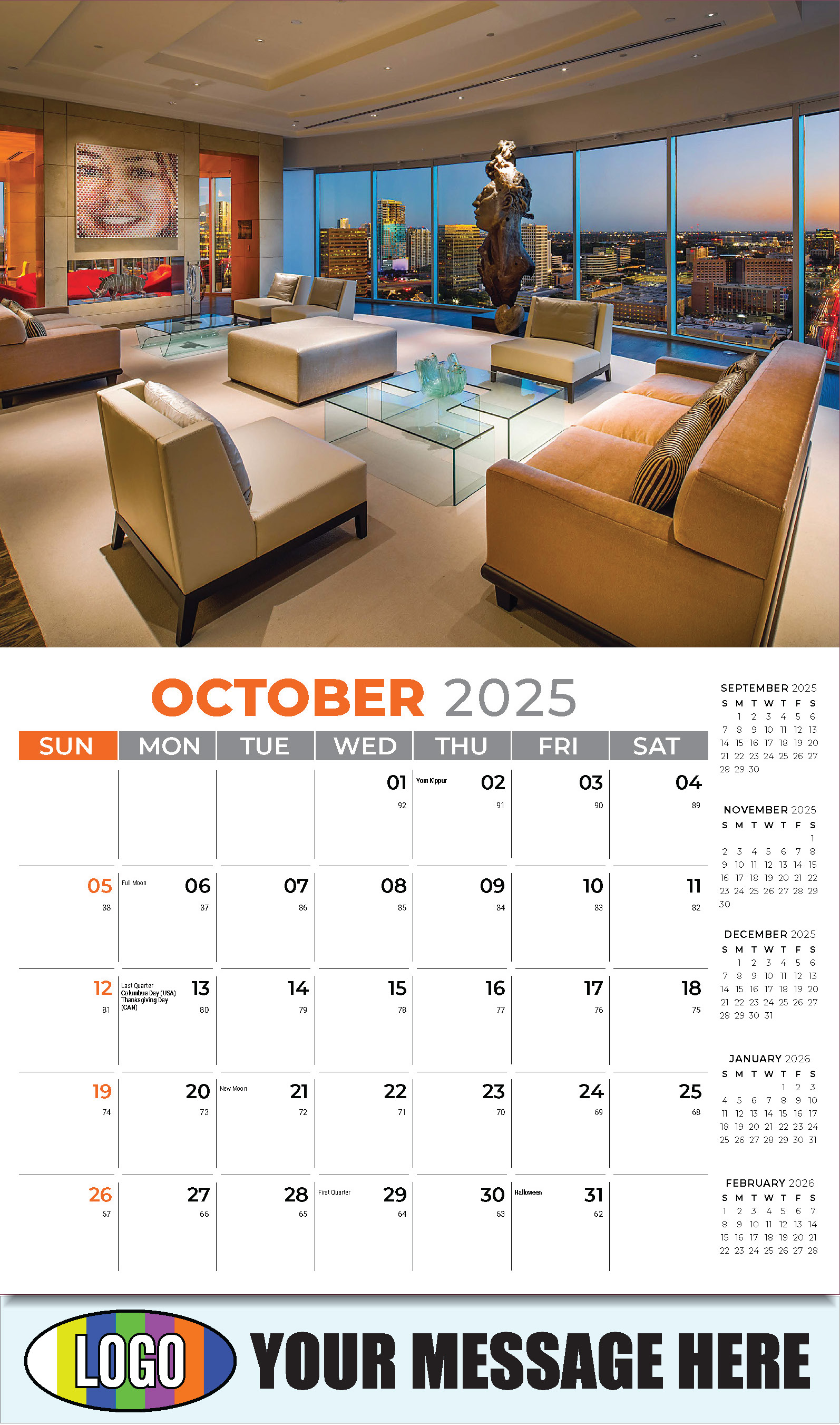 Decor and Design 2025 Interior Design Business Promotional Calendar - October