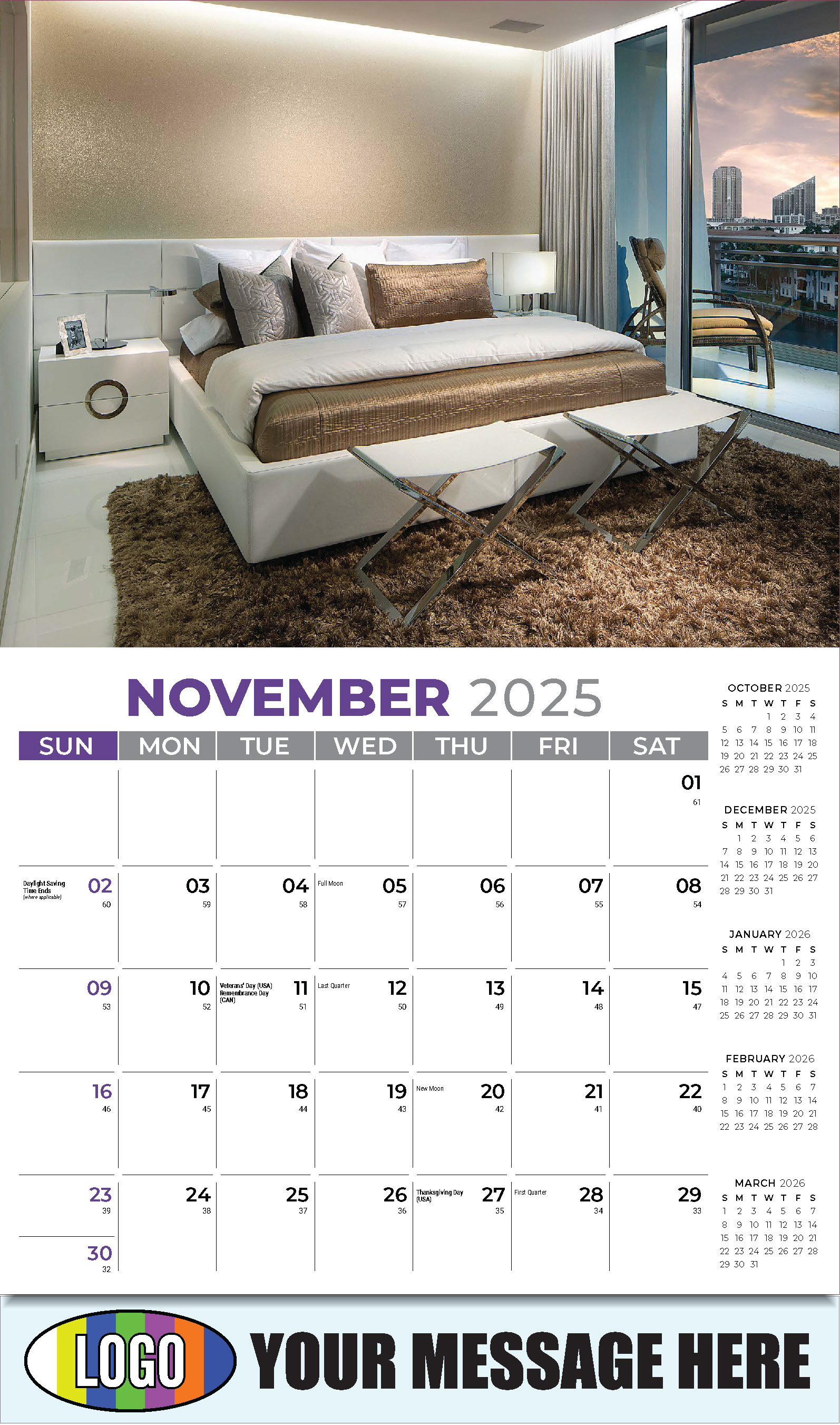 Decor and Design 2025 Interior Design Business Promotional Calendar - November