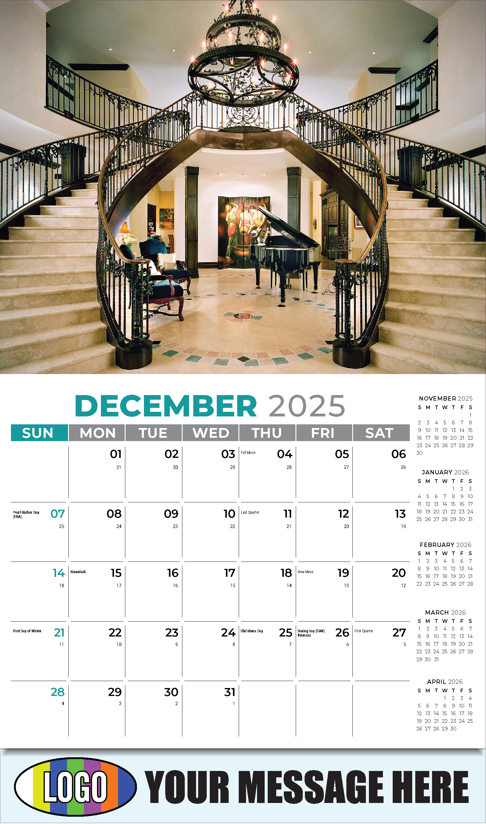 Decor and Design 2025 Interior Design Business Promotional Calendar - December