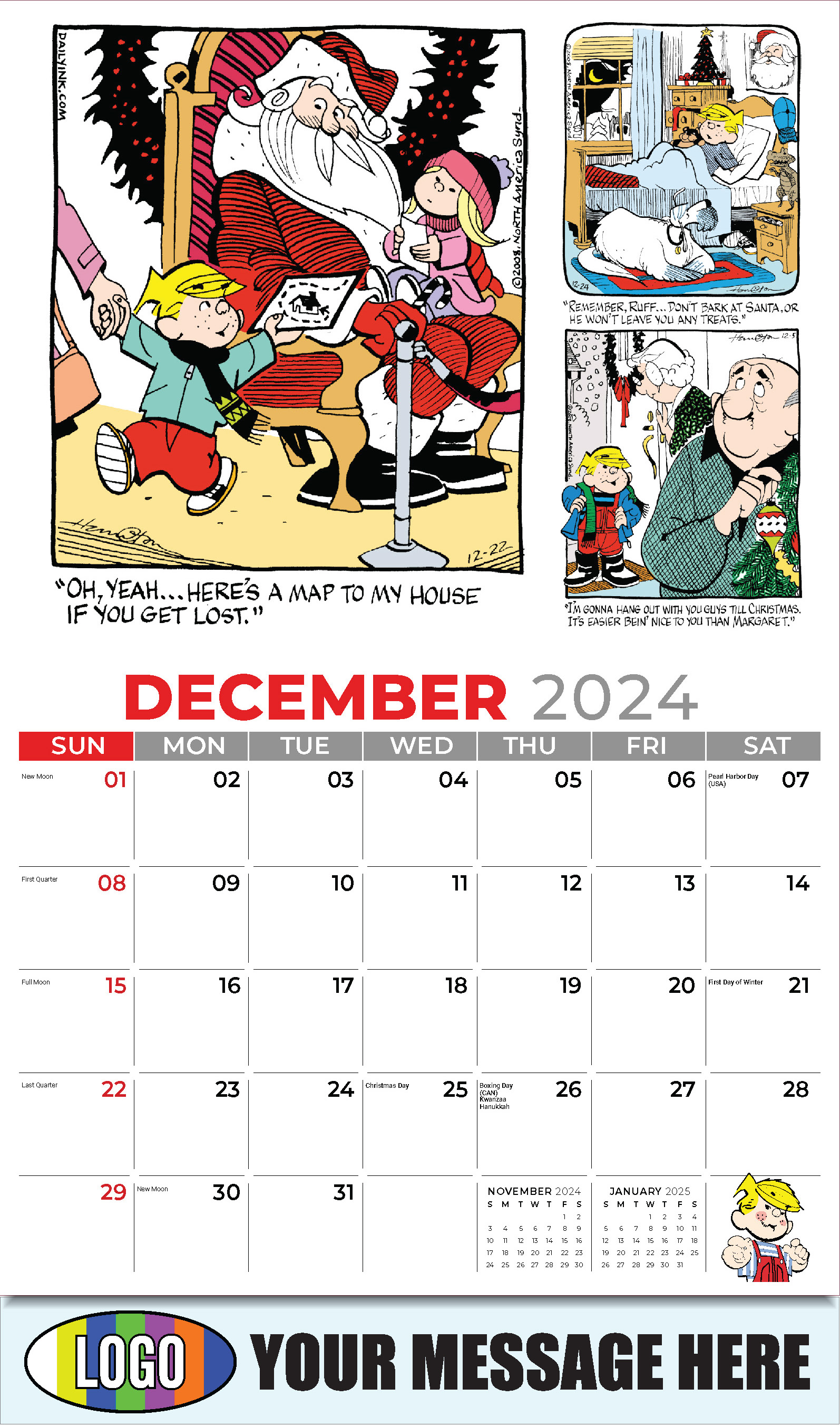 Dennis the Menace 2025 Business Promotional Wall Calendar - December_a