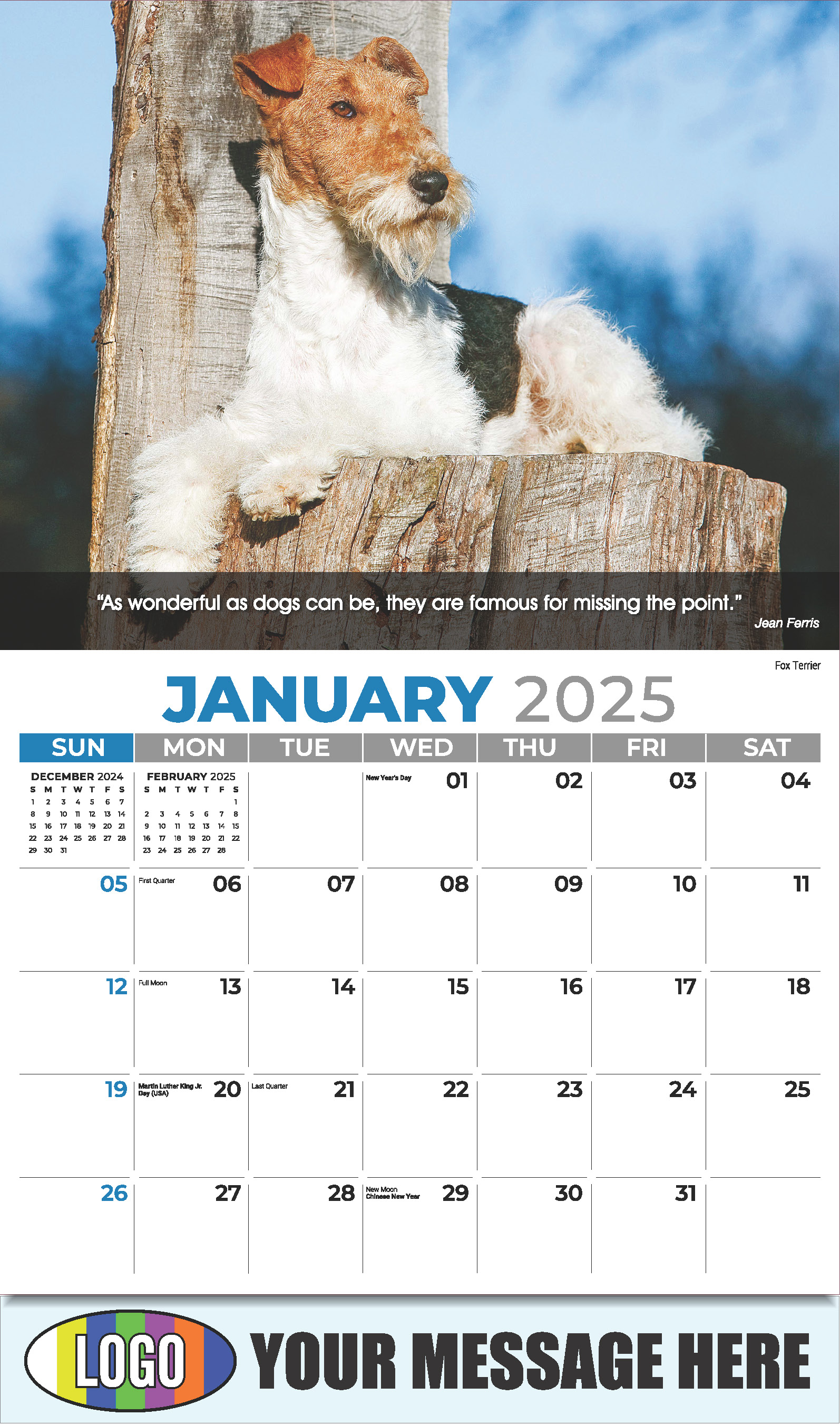 Dogs 2025 Vets and Pets Business Promotion Calendar - January