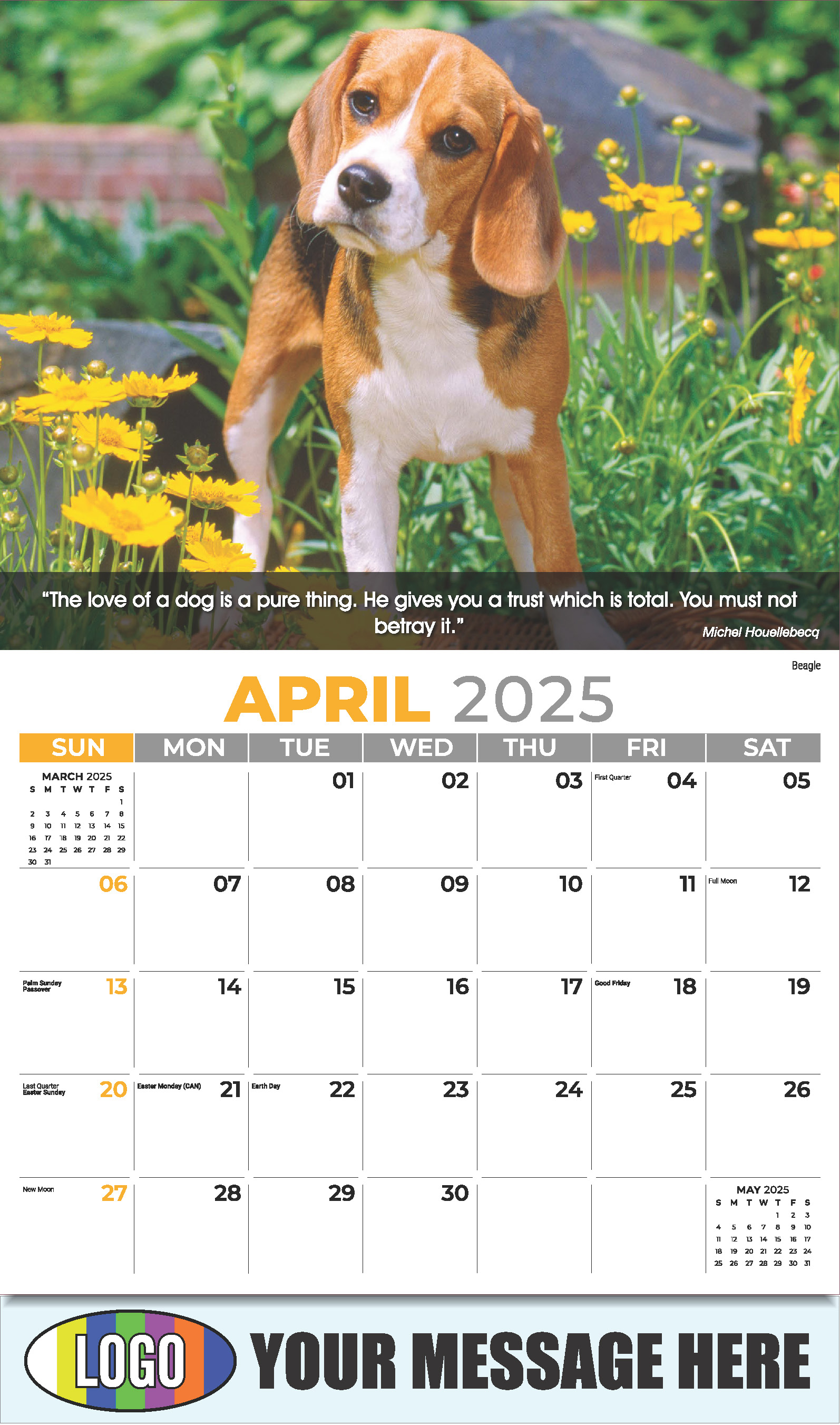 Dogs 2025 Vets and Pets Business Promotion Calendar - April