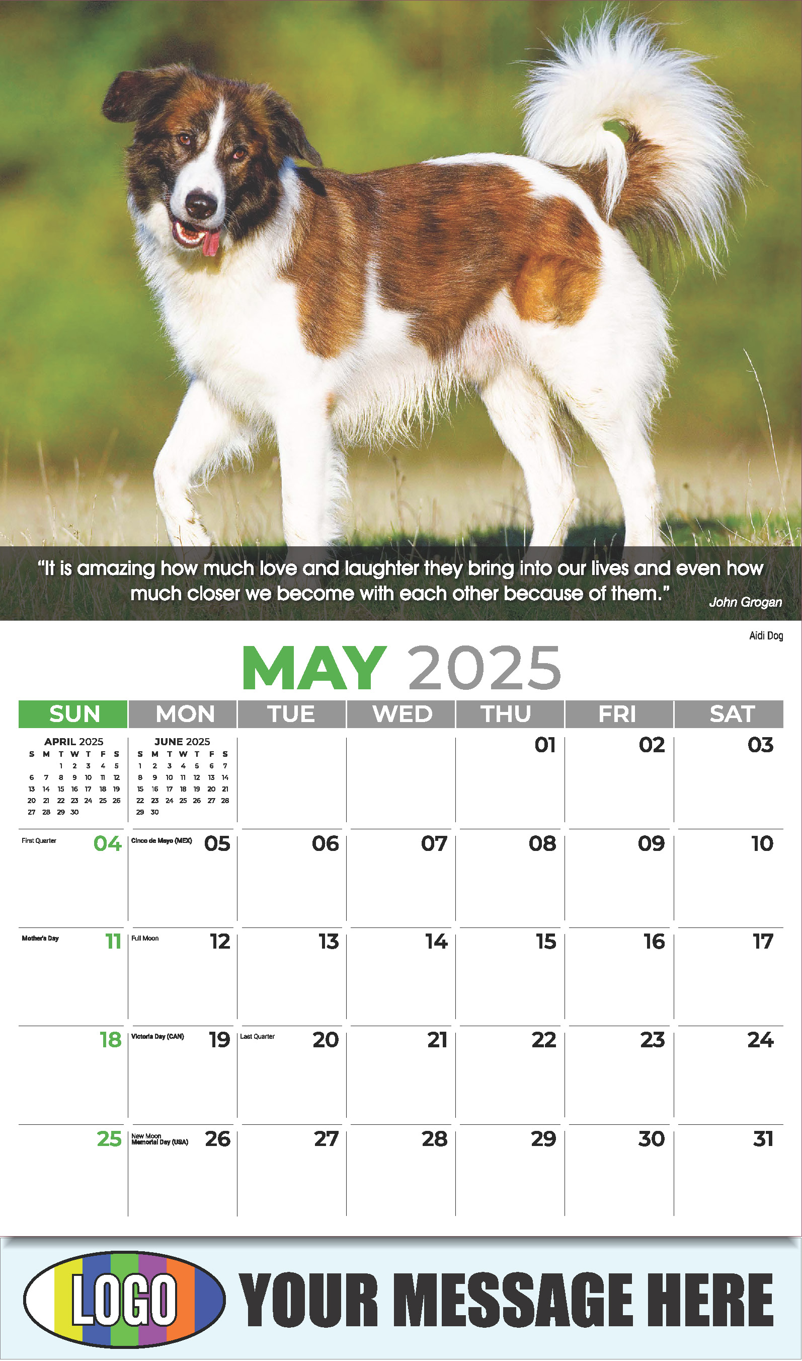 Dogs 2025 Vets and Pets Business Promotion Calendar - May