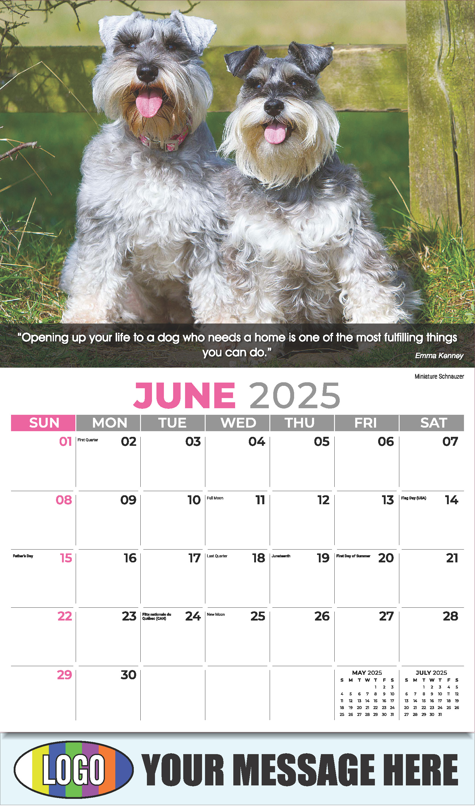 Dogs 2025 Vets and Pets Business Promotion Calendar - June