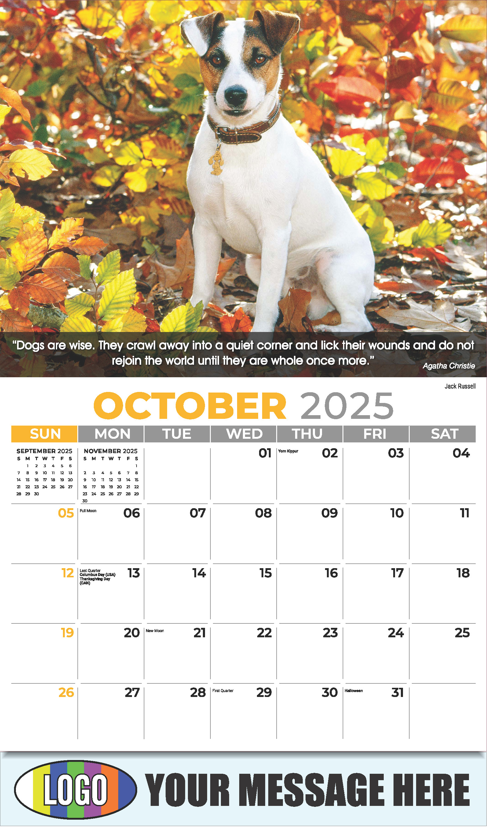 Dogs 2025 Vets and Pets Business Promotion Calendar - October
