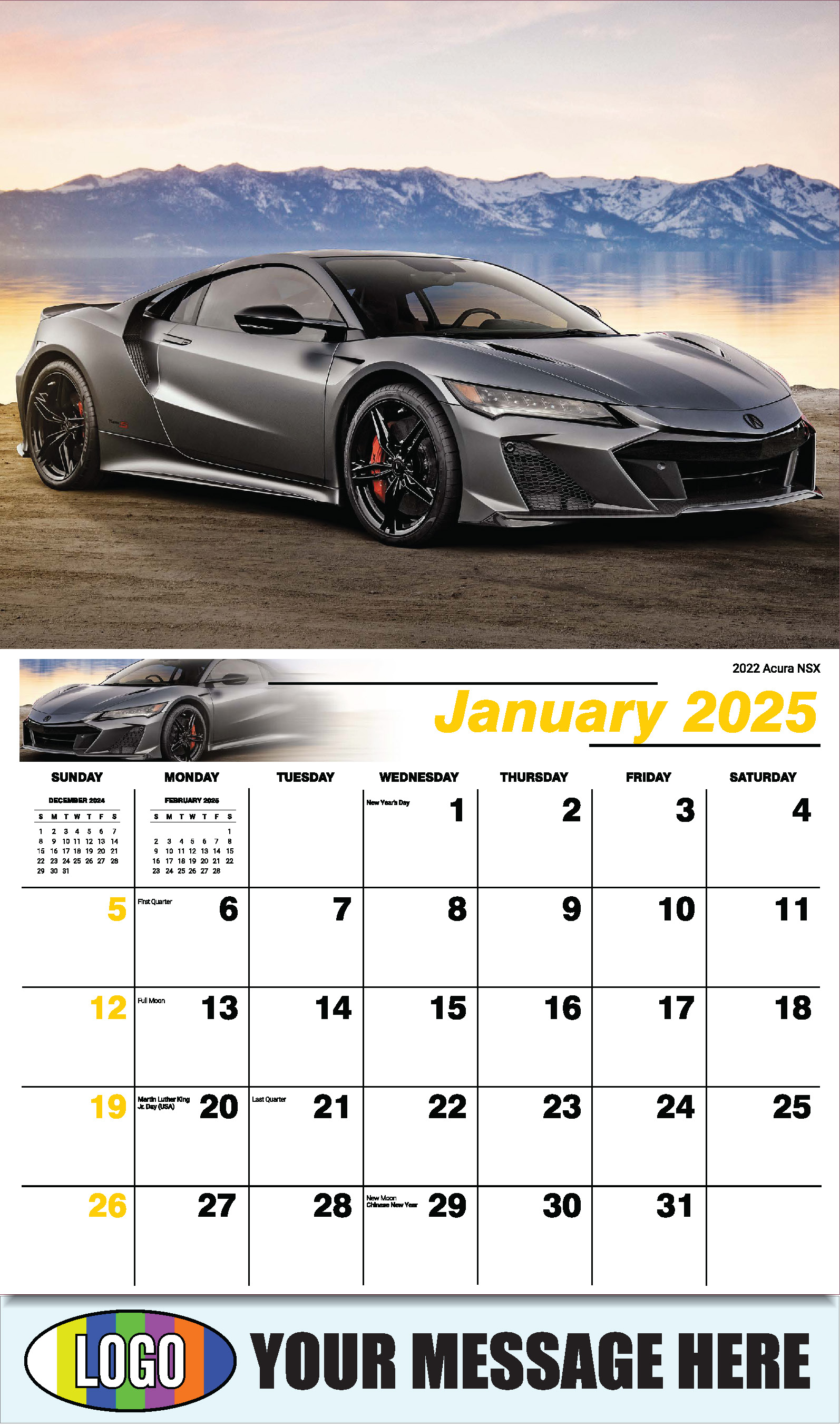 Exotic Cars 2025 Automotive Business Advertising Calendar - January