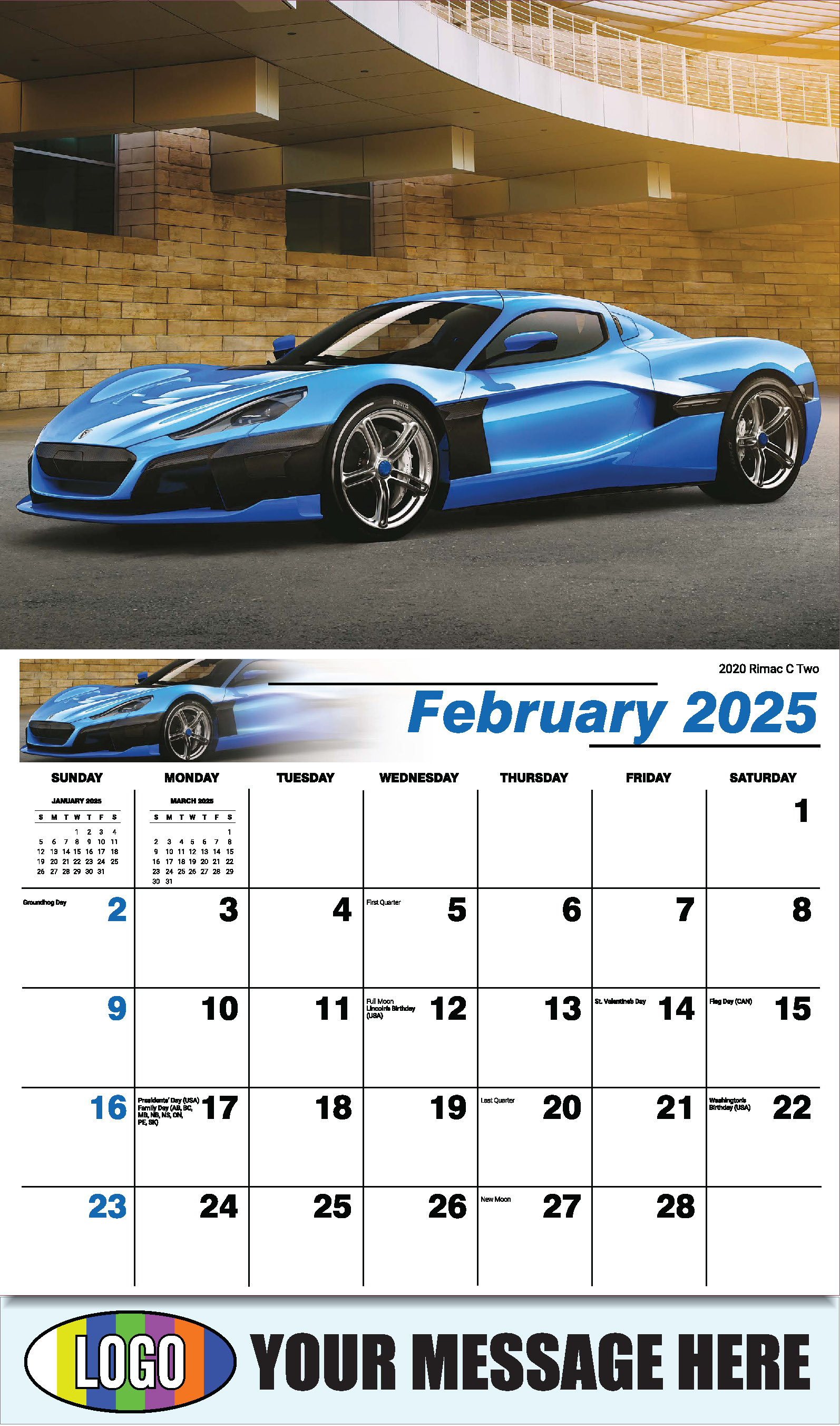 Exotic Cars 2025 Automotive Business Advertising Calendar - February