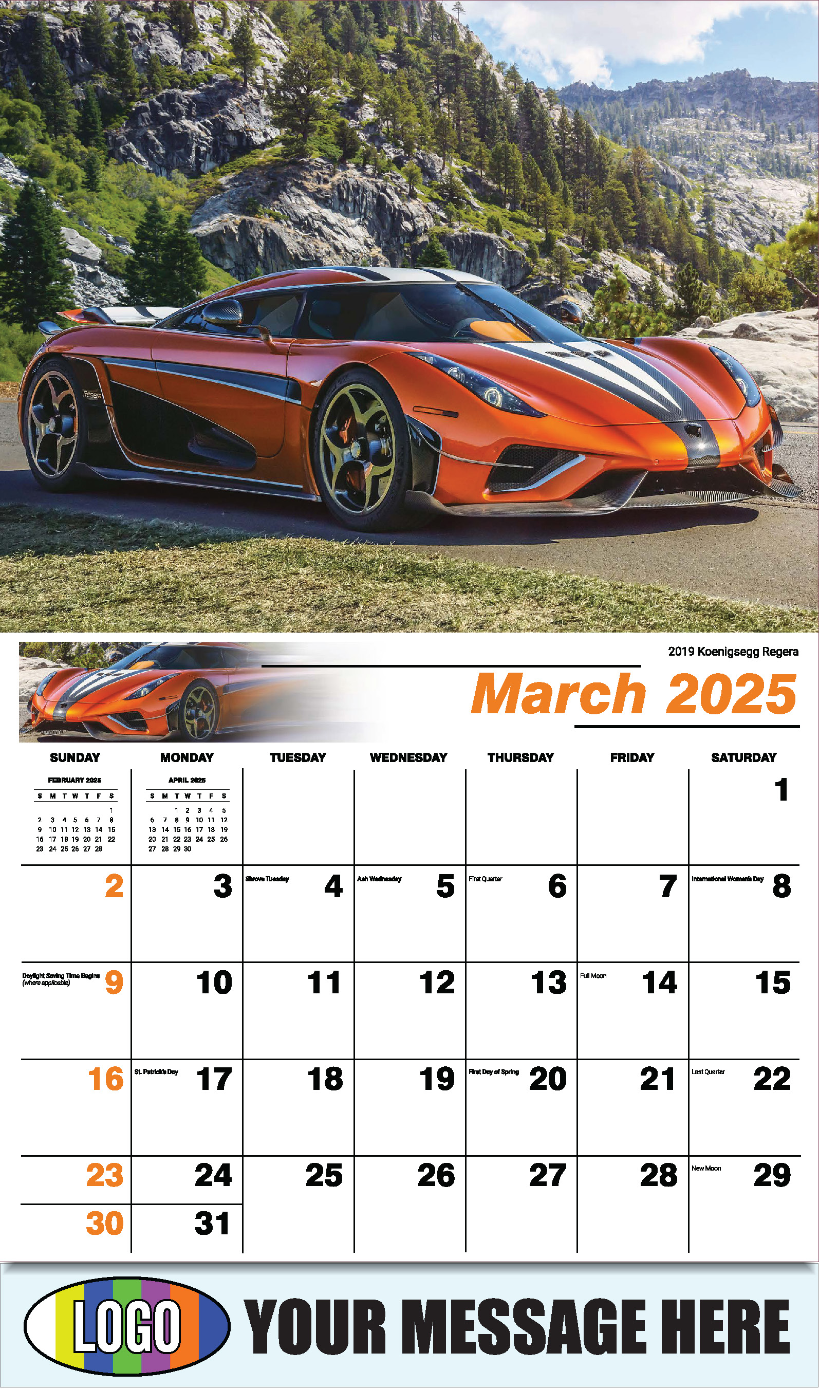 Exotic Cars 2025 Automotive Business Advertising Calendar - March