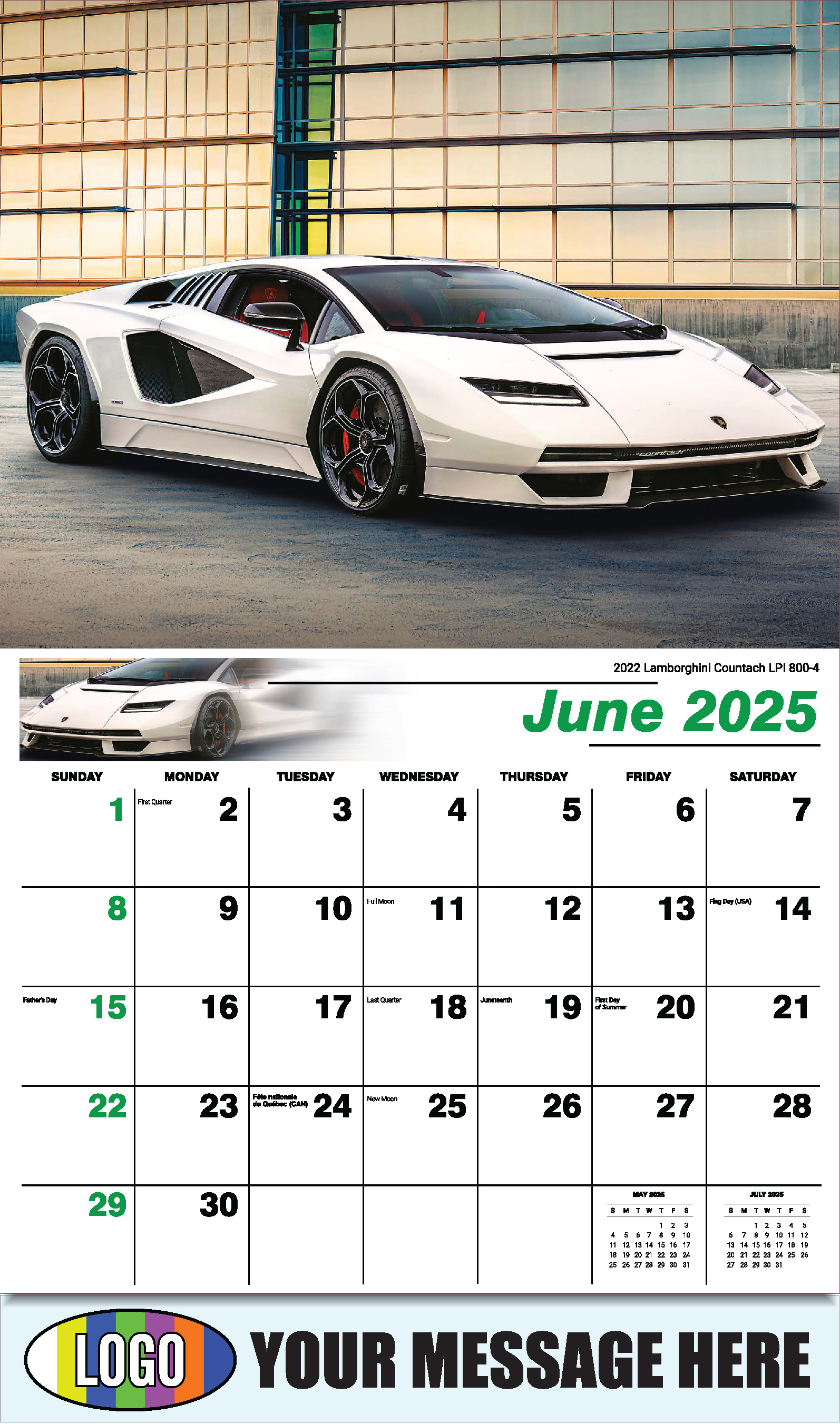 Exotic Cars 2025 Automotive Business Advertising Calendar - June