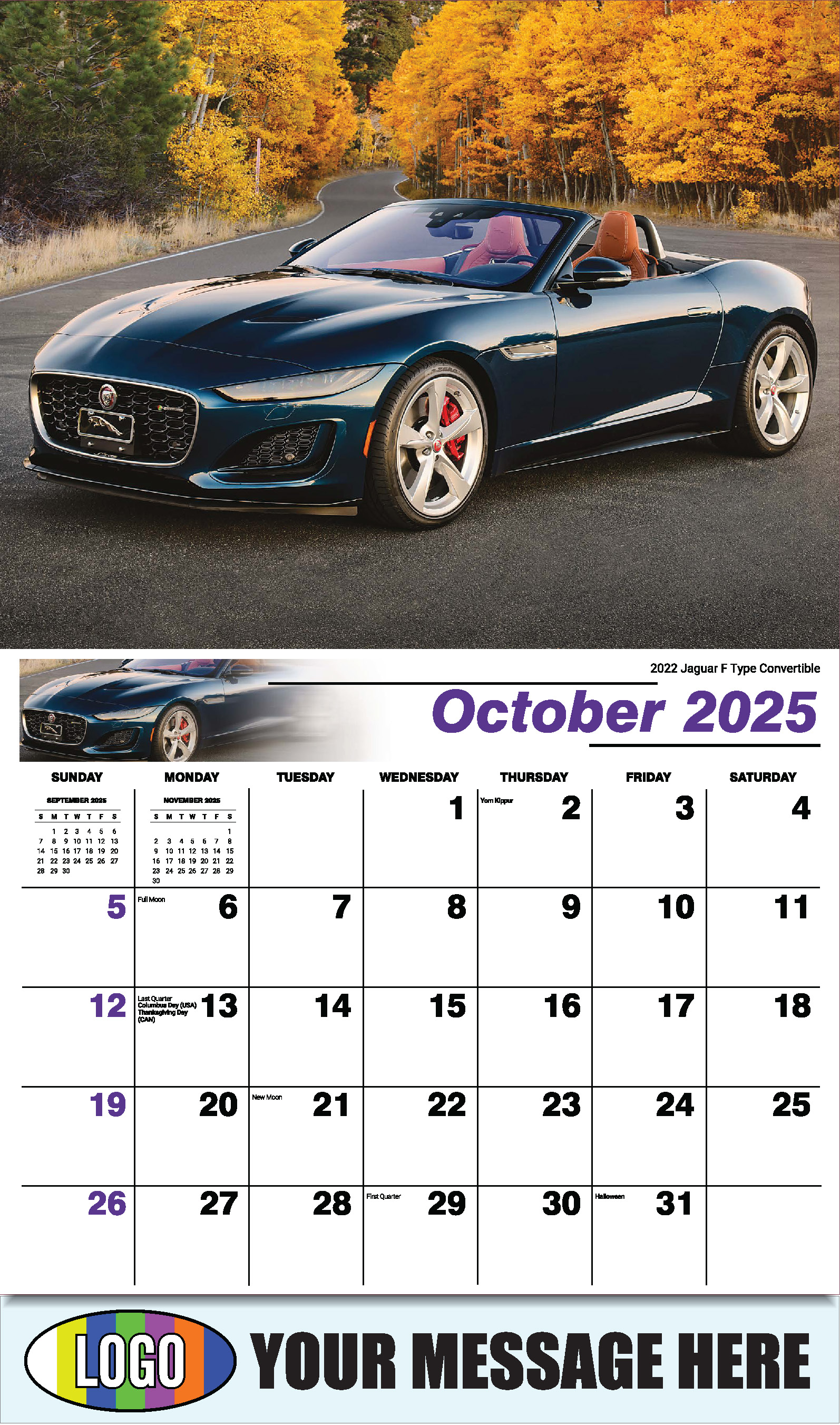 Exotic Cars 2025 Automotive Business Advertising Calendar - October