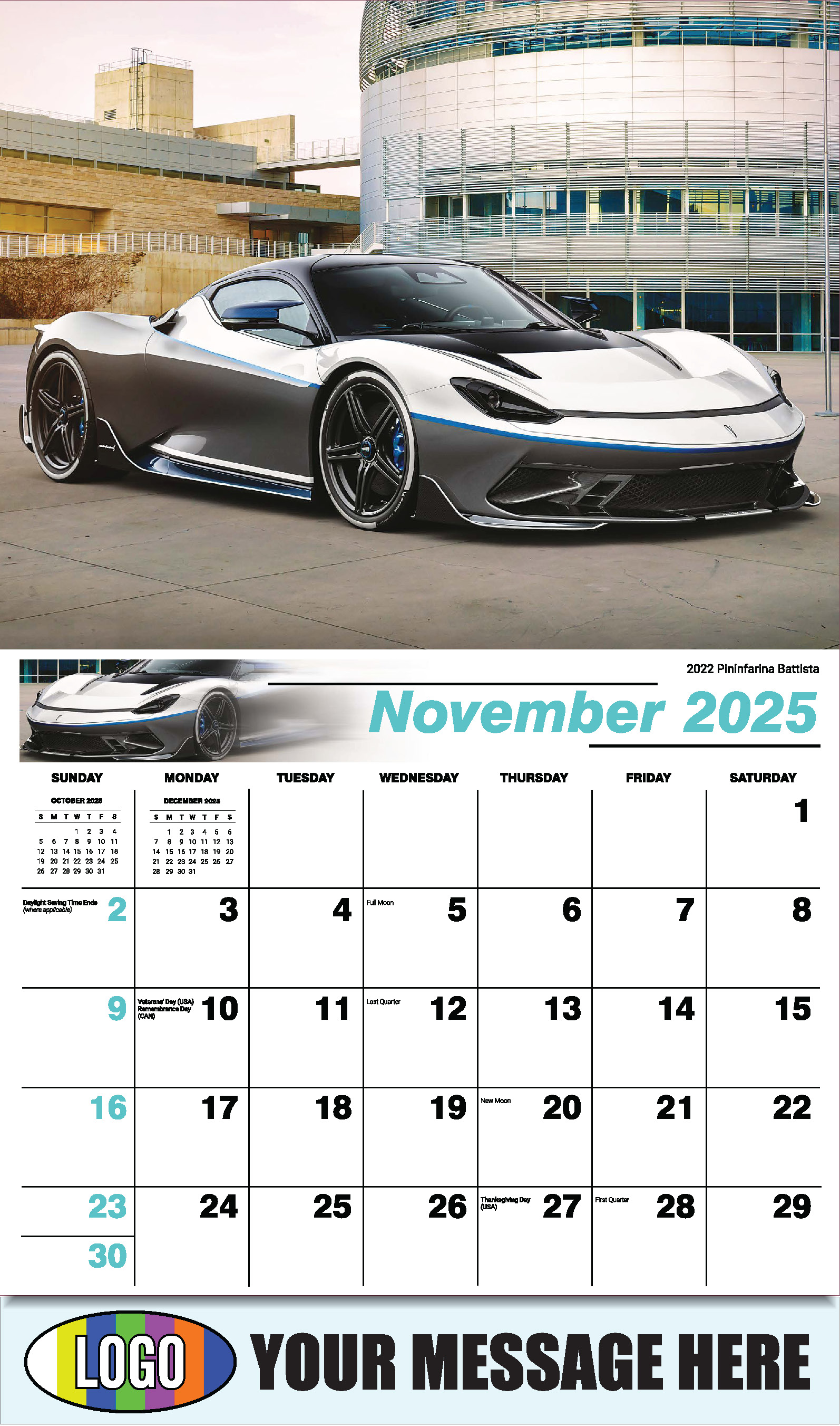 Exotic Cars 2025 Automotive Business Advertising Calendar - November