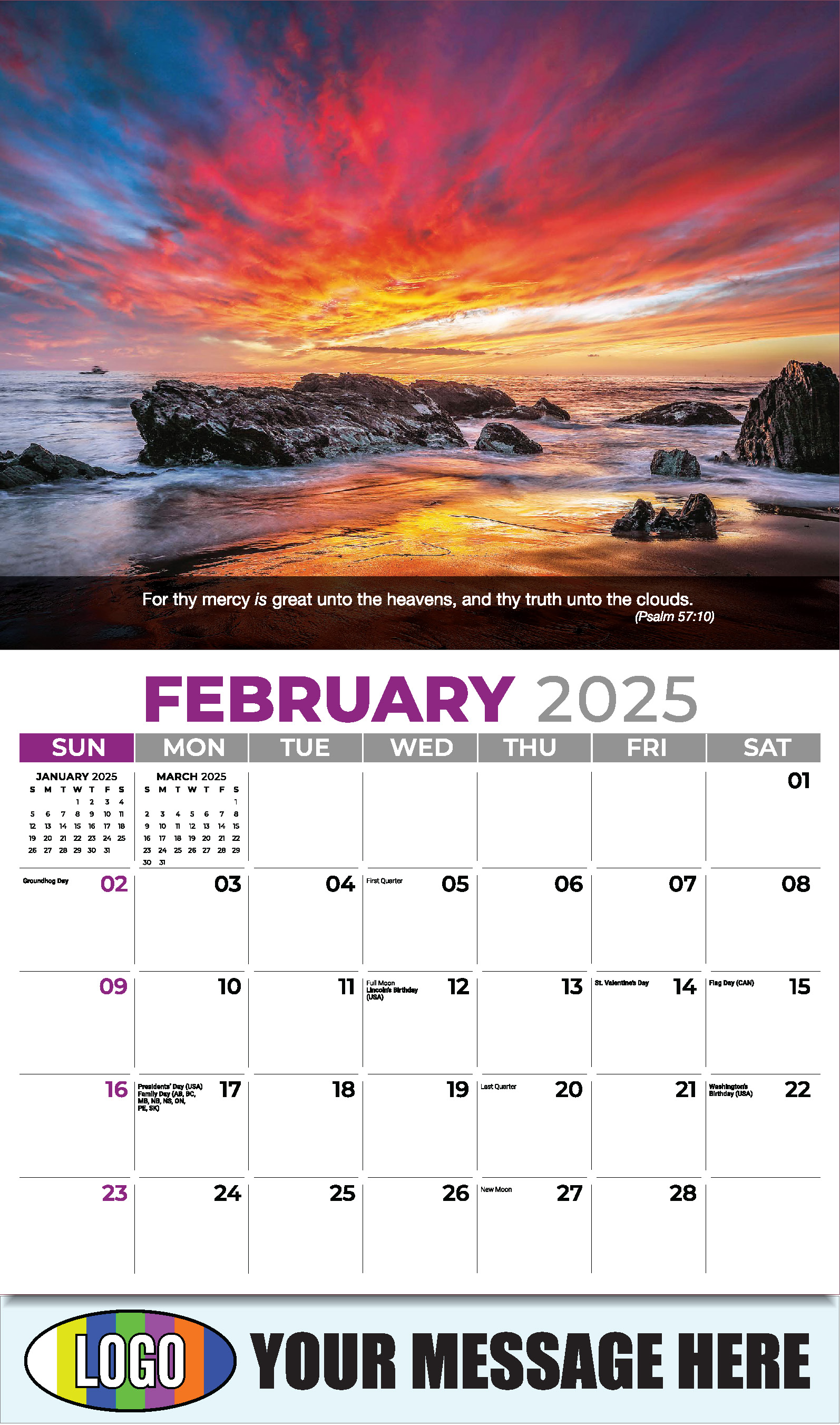 Faith Passages 2025 Christian Business Advertising Calendar - February