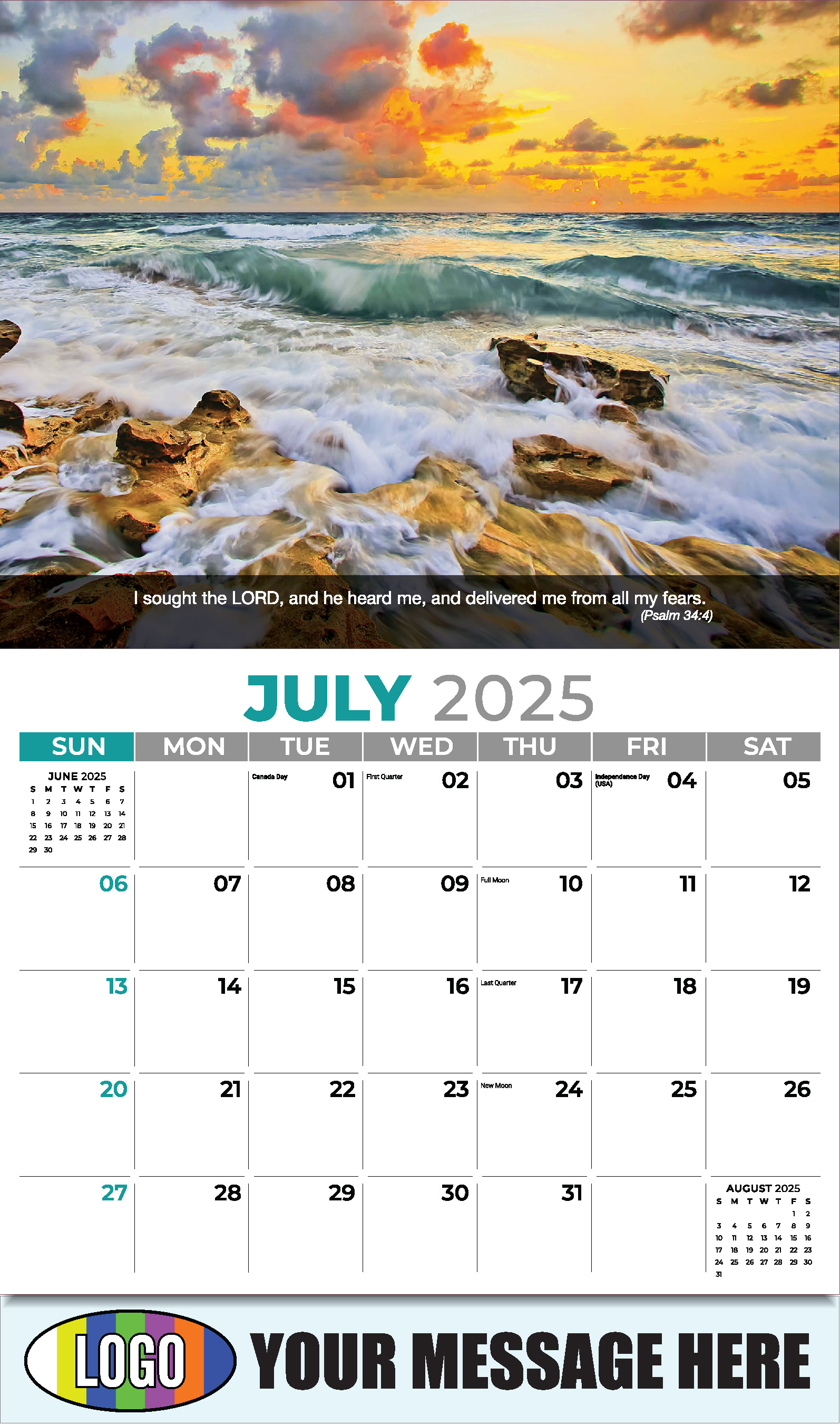 Faith Passages 2025 Christian Business Advertising Calendar - July