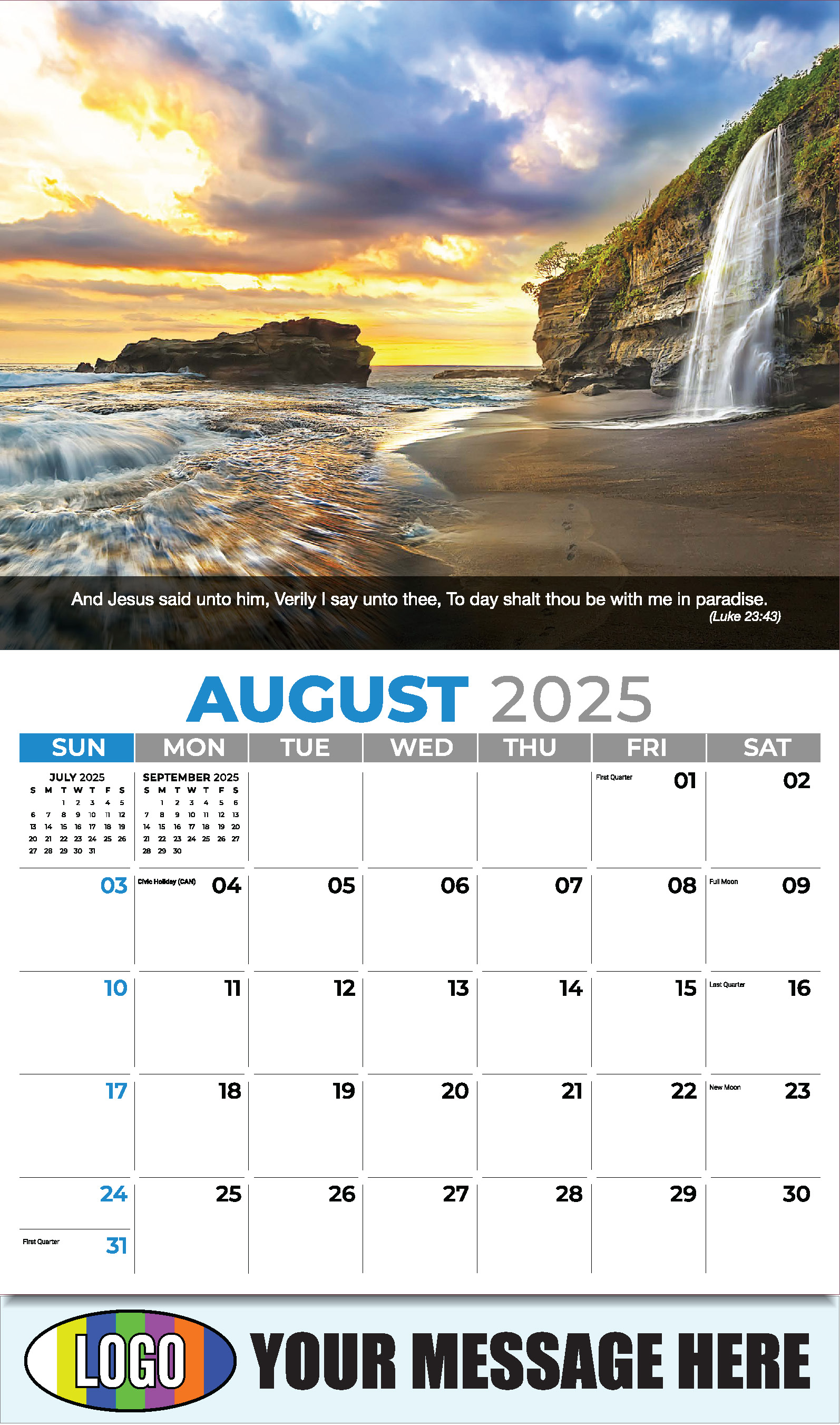 Faith Passages 2025 Christian Business Advertising Calendar - August