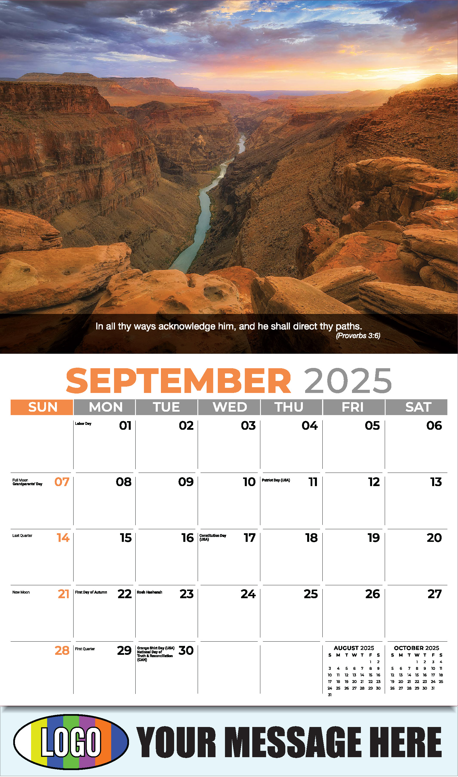 Faith Passages 2025 Christian Business Advertising Calendar - September