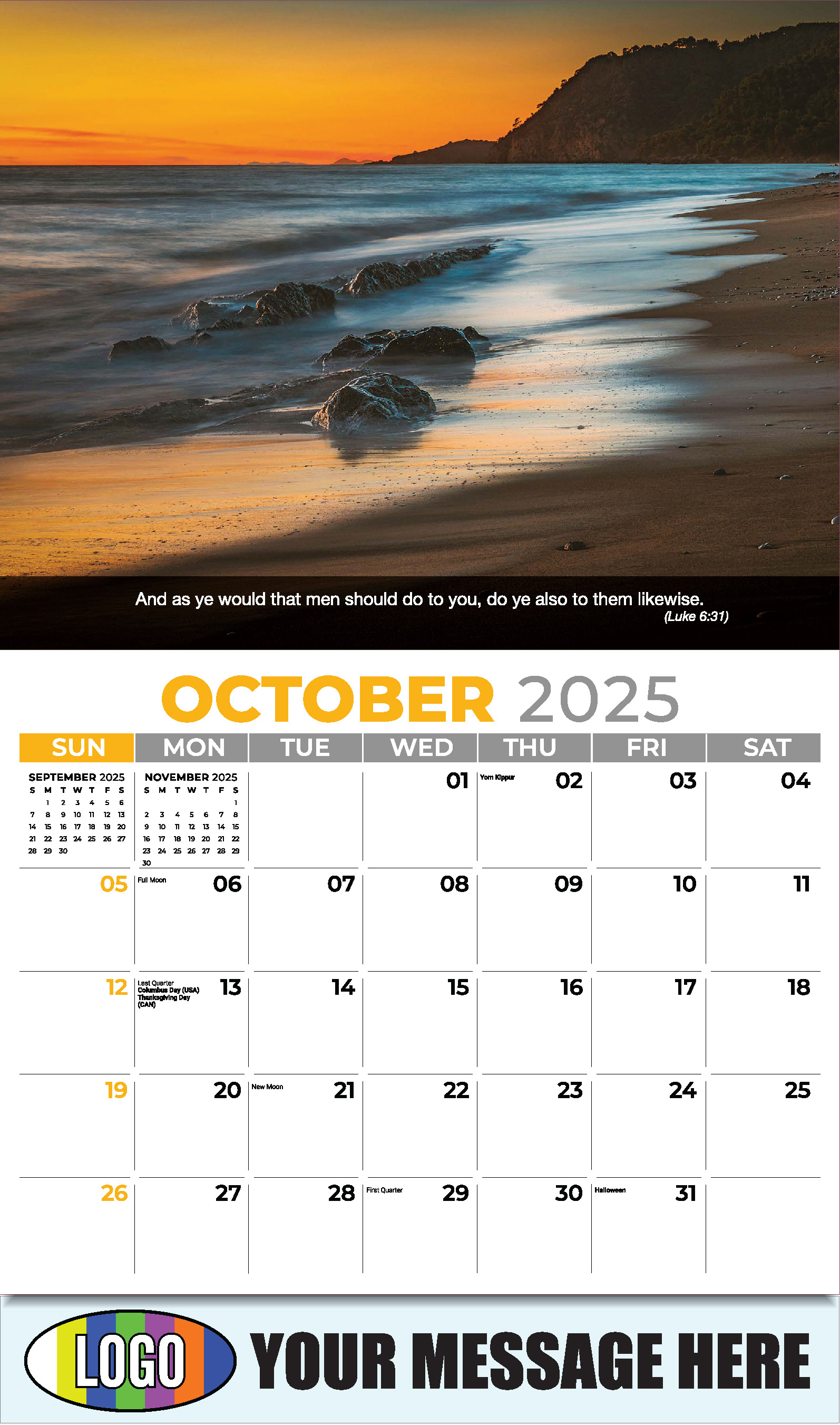 Faith Passages 2025 Christian Business Advertising Calendar - October