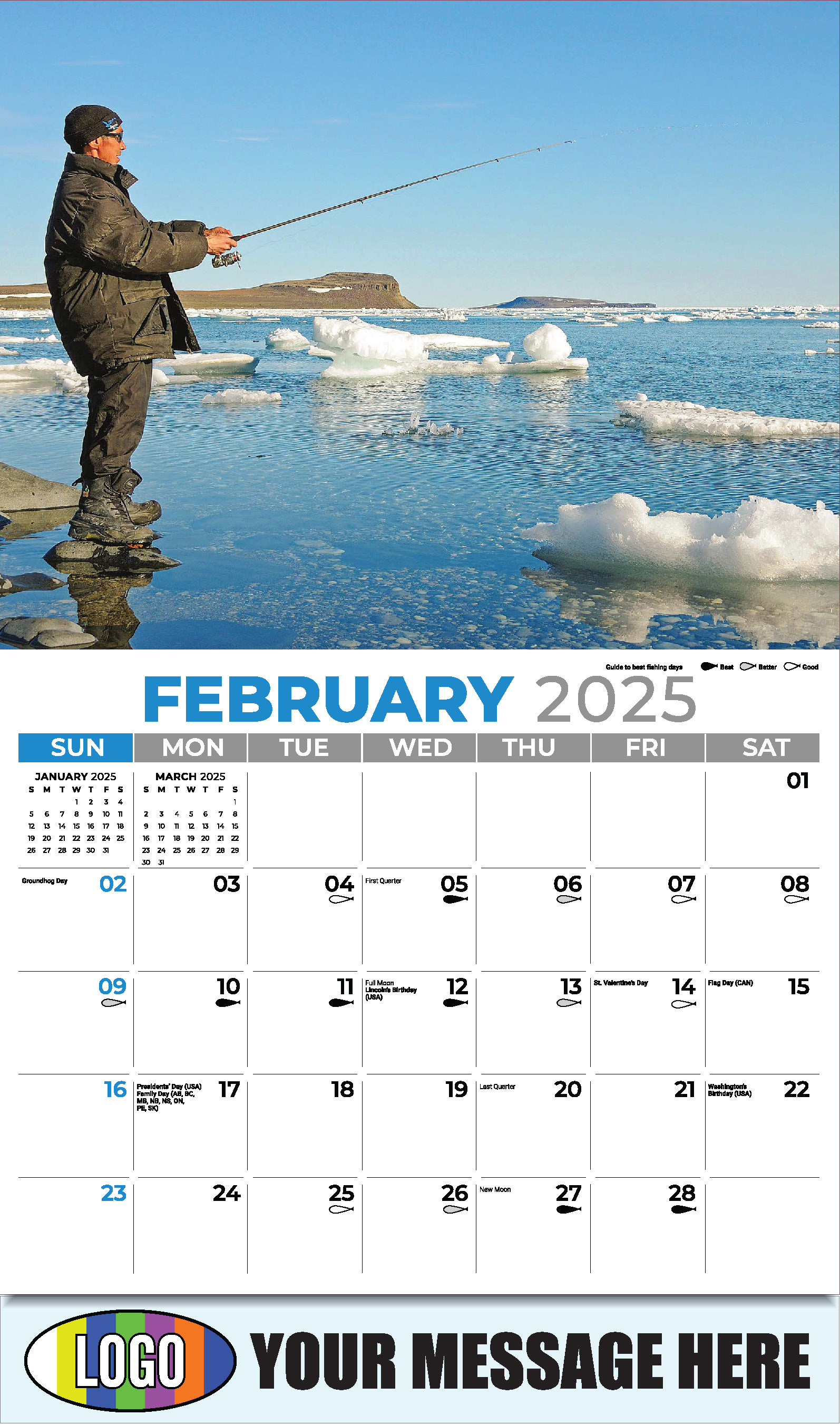Fishing and Hunting 2025 Business Promotion Calendar - February