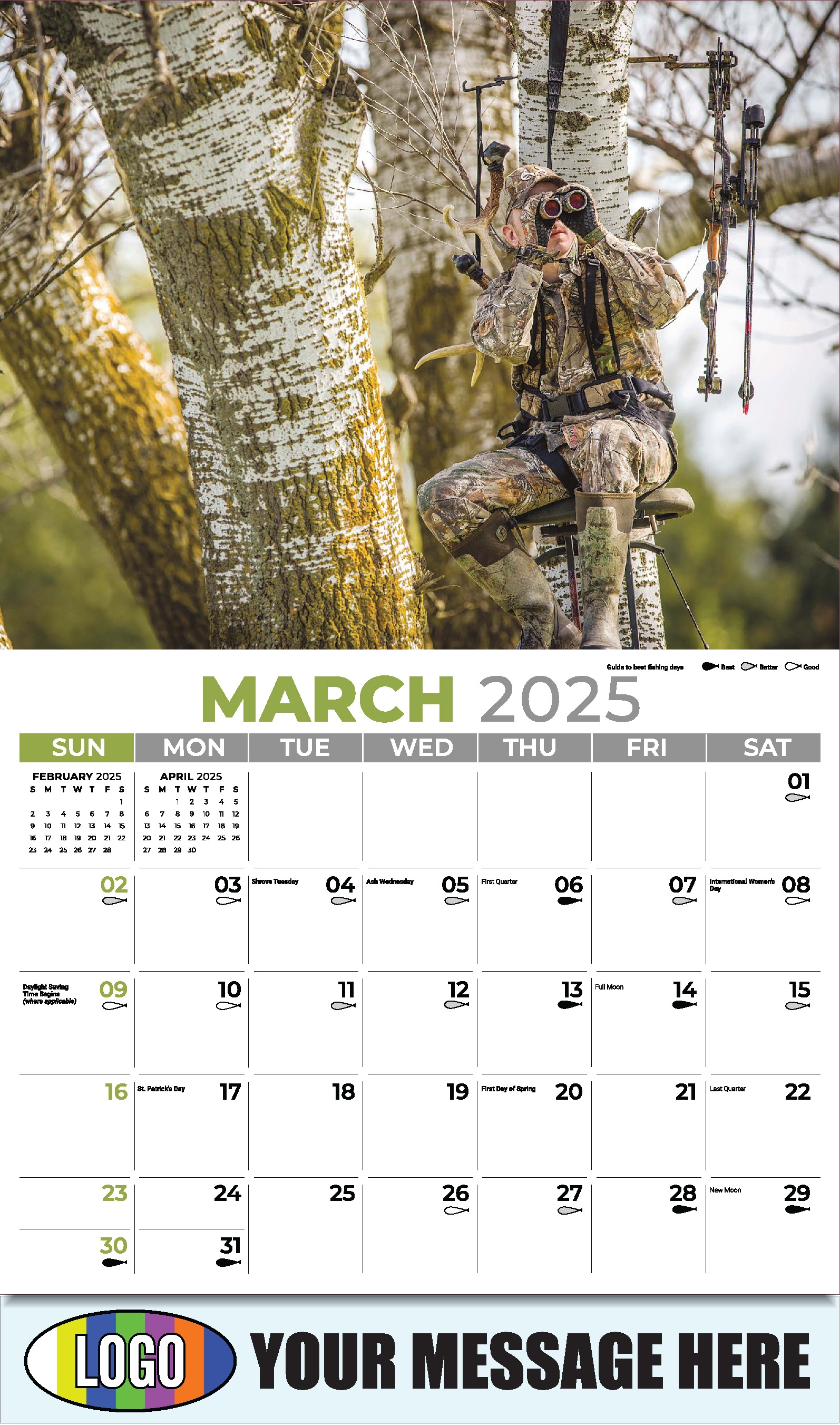 Fishing and Hunting 2025 Business Promotion Calendar - March
