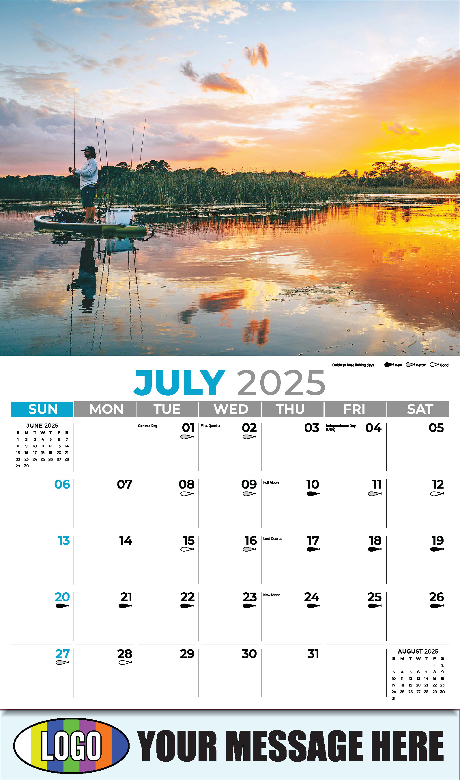 Fishing and Hunting 2025 Business Promotion Calendar - July
