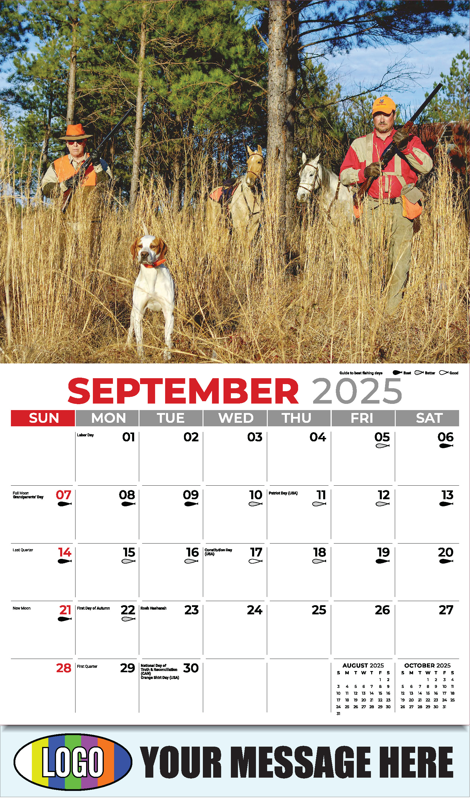 Fishing and Hunting 2025 Business Promotion Calendar - September