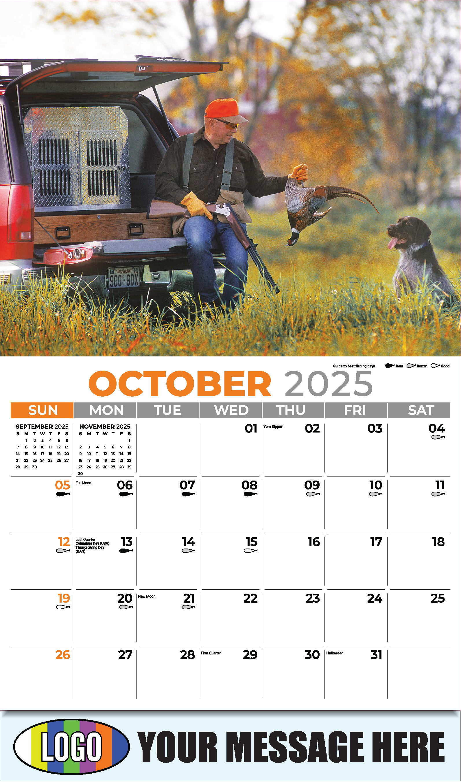 Fishing and Hunting 2025 Business Promotion Calendar - October
