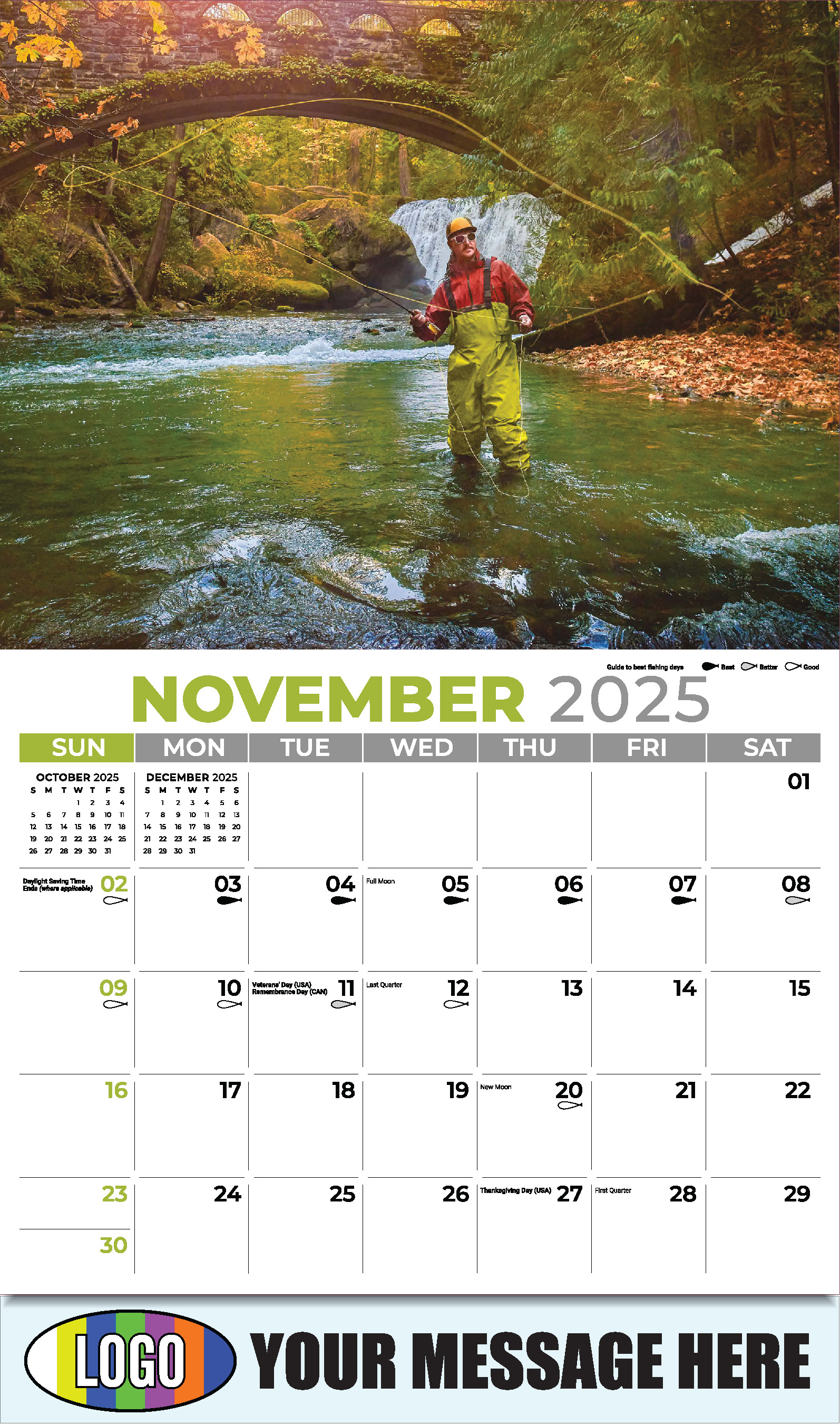 Fishing and Hunting 2025 Business Promotion Calendar - November