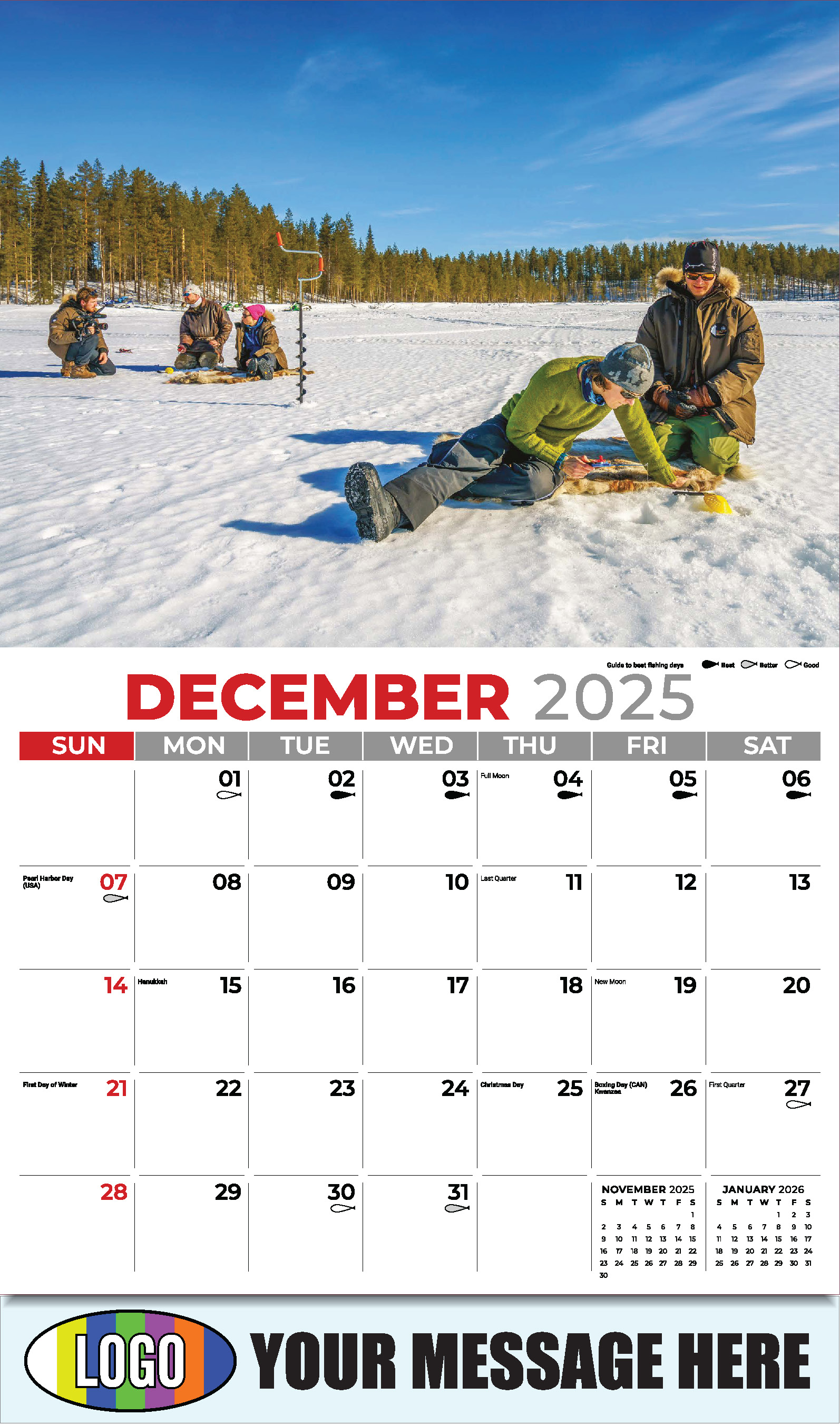 Fishing and Hunting 2025 Business Promotion Calendar - December