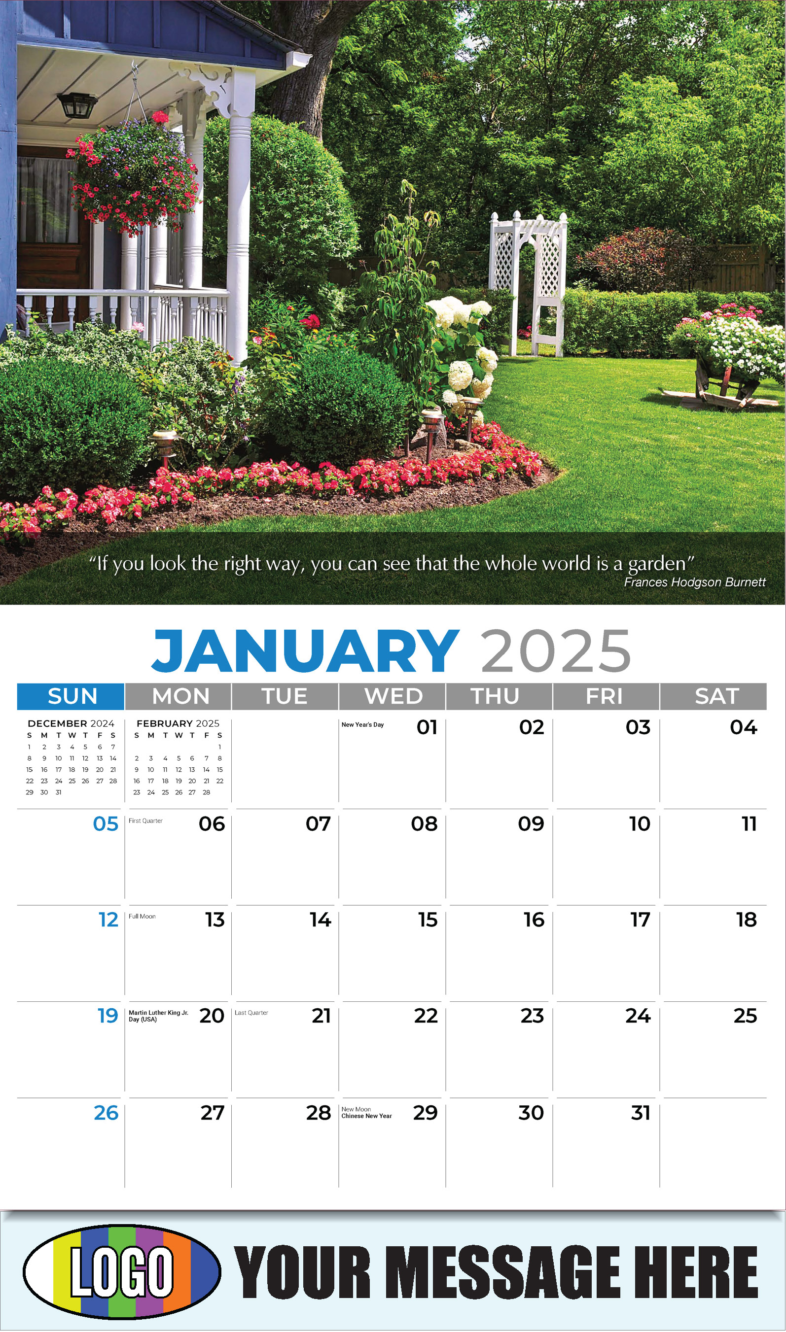 Flowers and Gardens 2025 Business Advertising Calendar - January