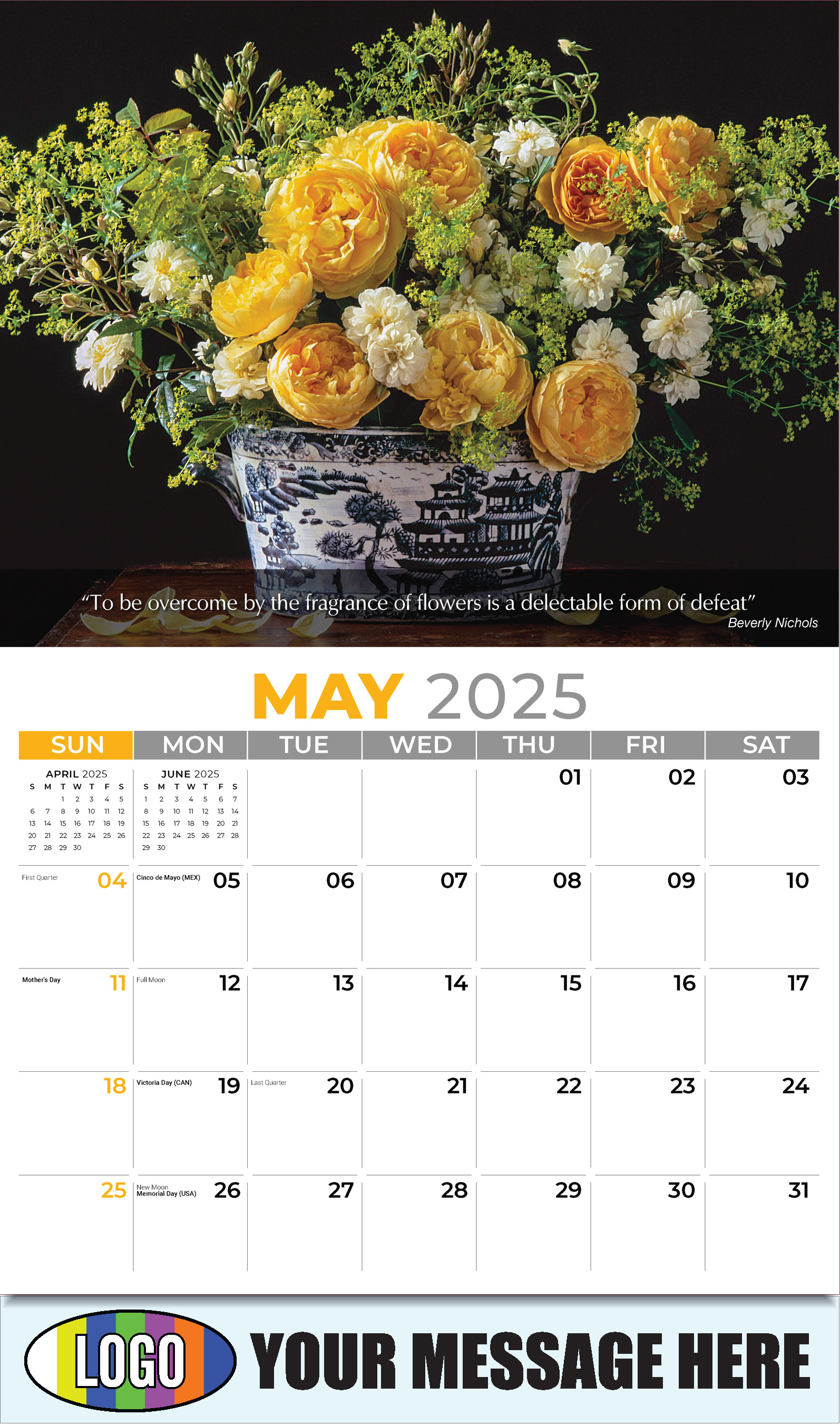 Flowers and Gardens 2025 Business Advertising Calendar - May
