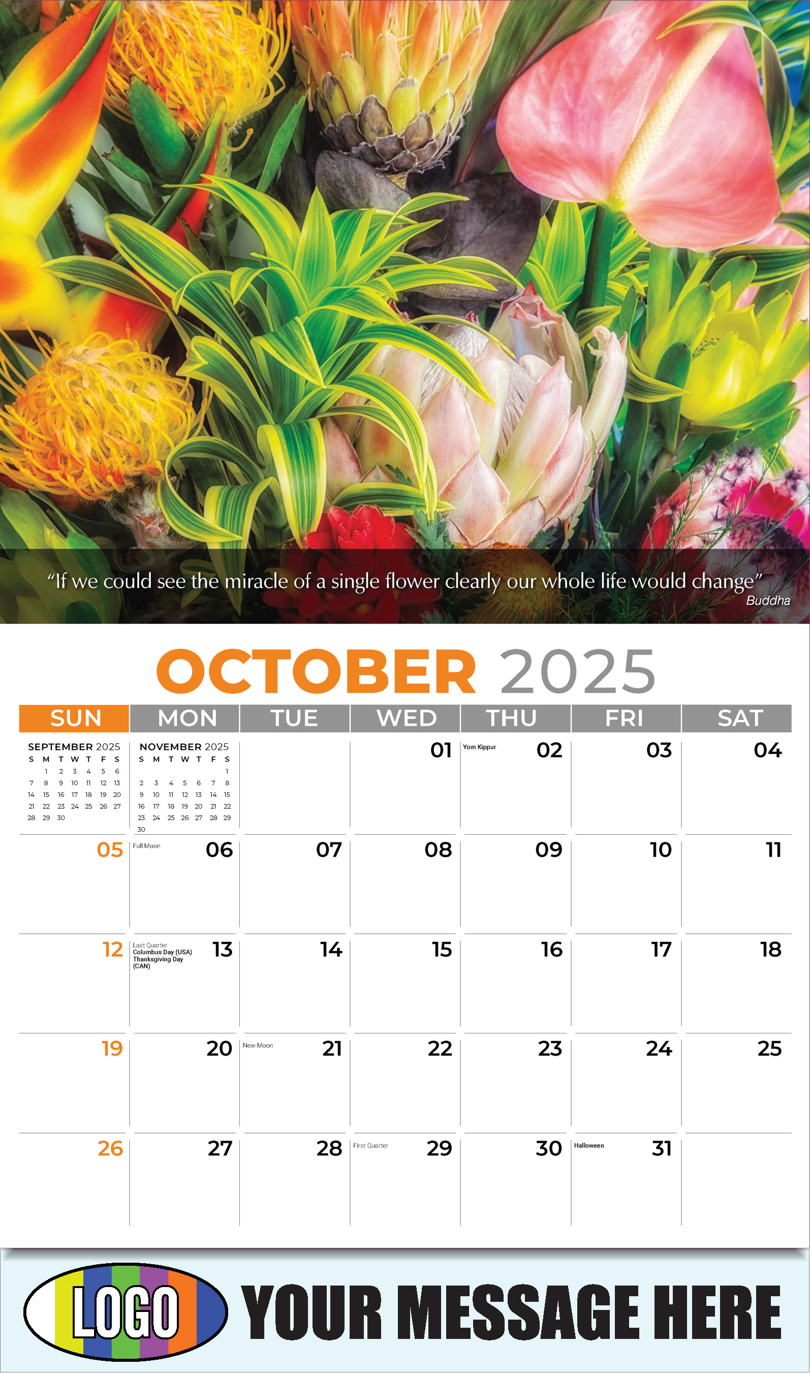 Flowers and Gardens 2025 Business Advertising Calendar - October