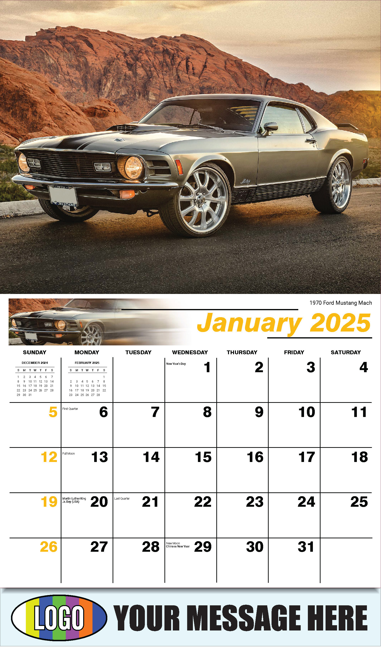 Ford Cars Wall Calendar 2025 Business Promotion low as 65¢