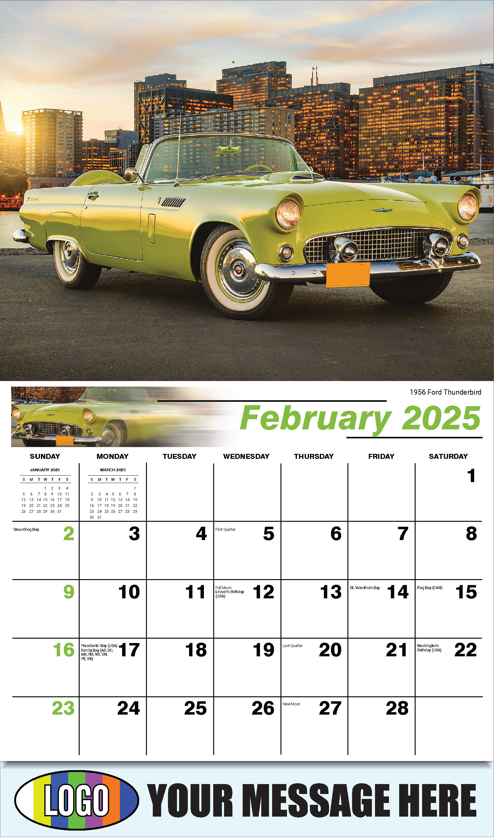 Ford Cars Wall Calendar 2025 Business Promotion low as 65¢