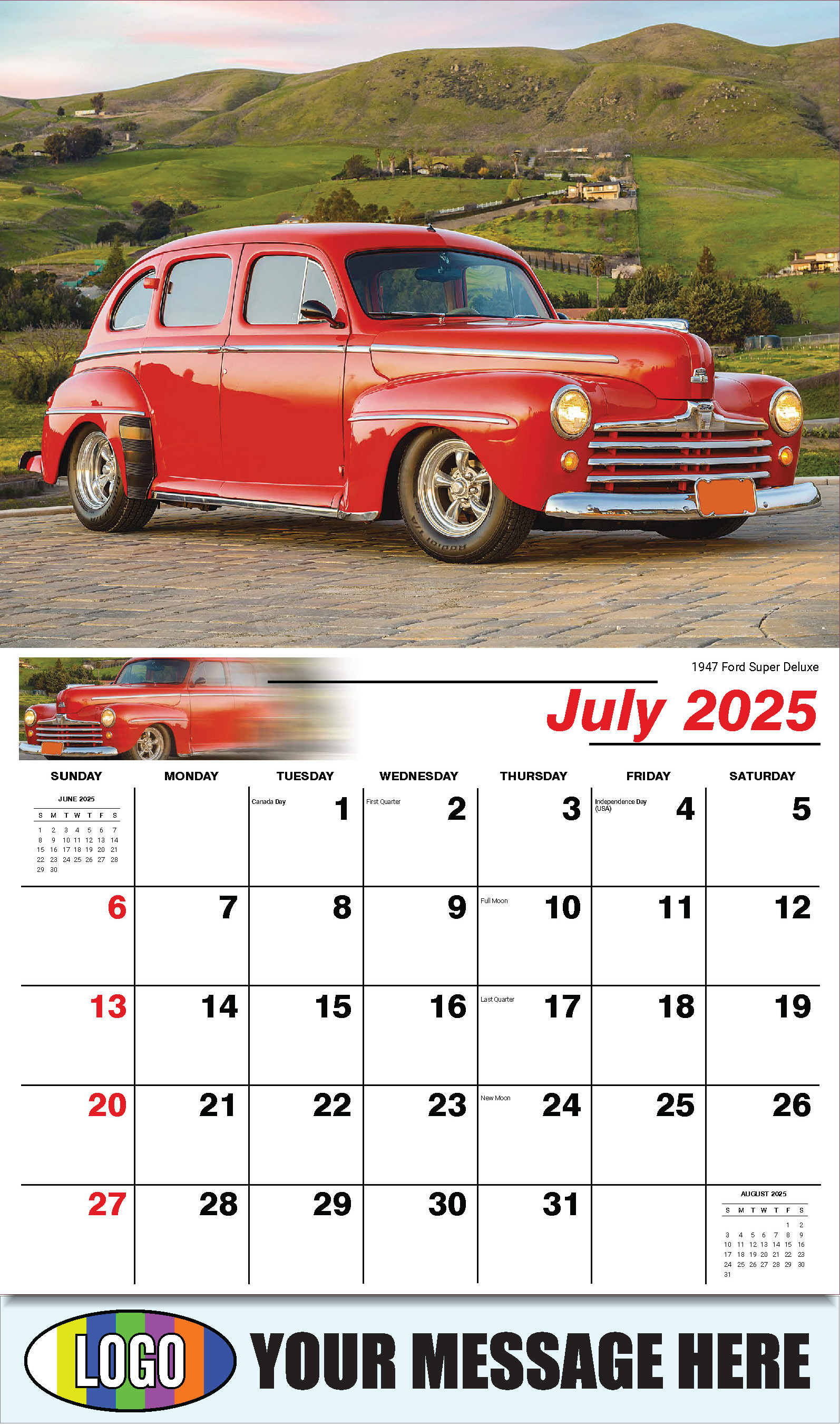 Henry's Heritage FORD Cars 2025 Automotive Business Promo Calendar - July