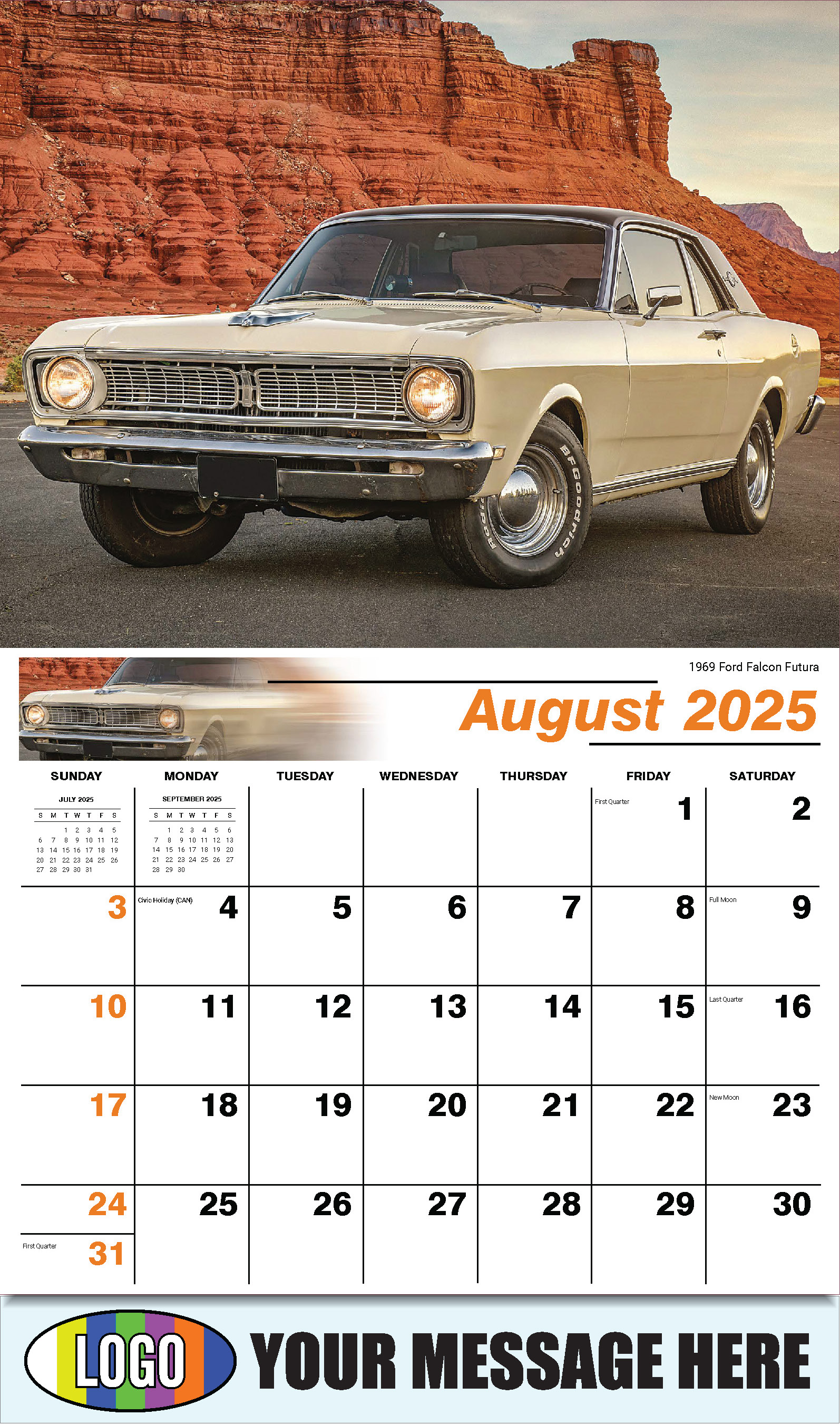 Henry's Heritage FORD Cars 2025 Automotive Business Promo Calendar - August