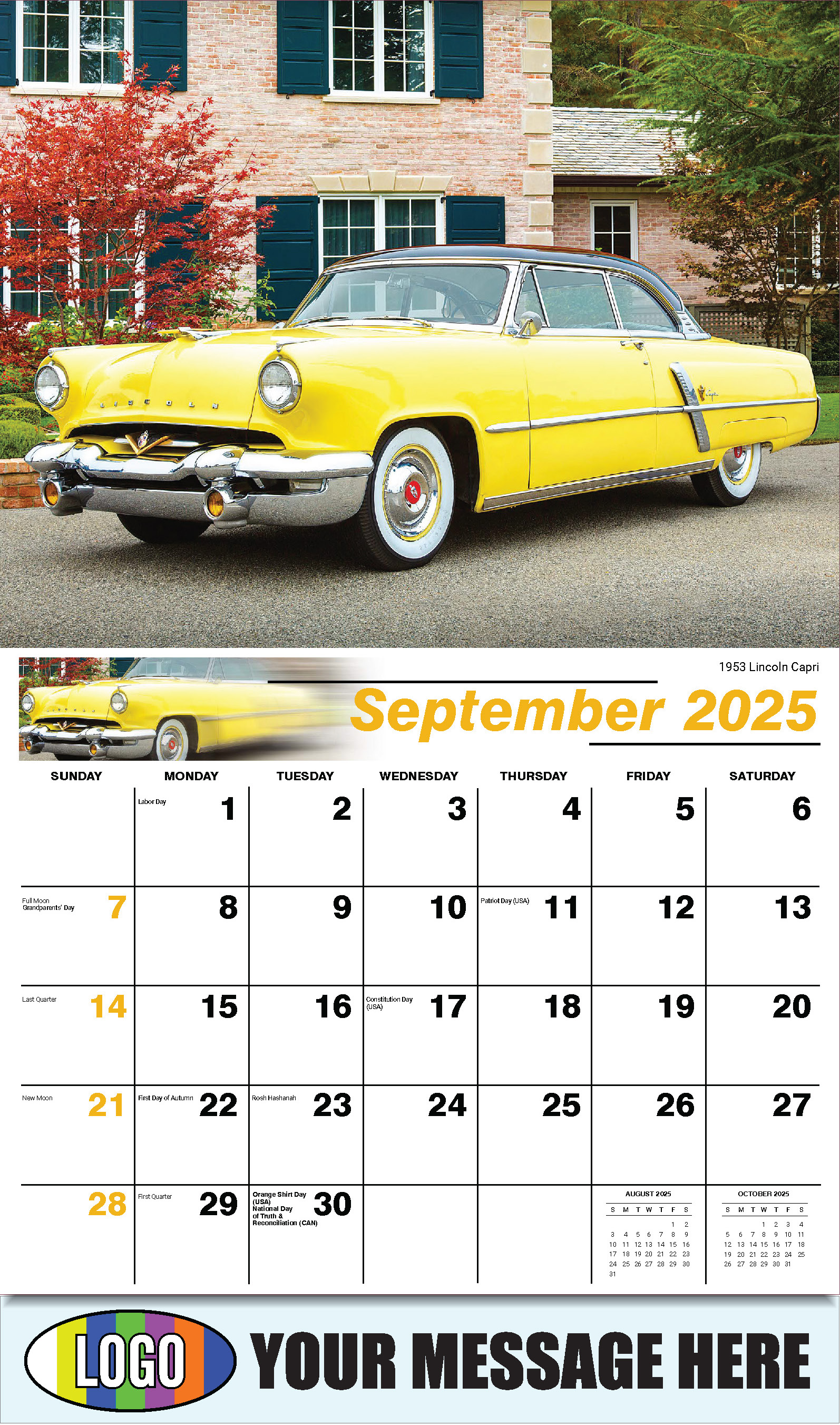 Henry's Heritage FORD Cars 2025 Automotive Business Promo Calendar - September