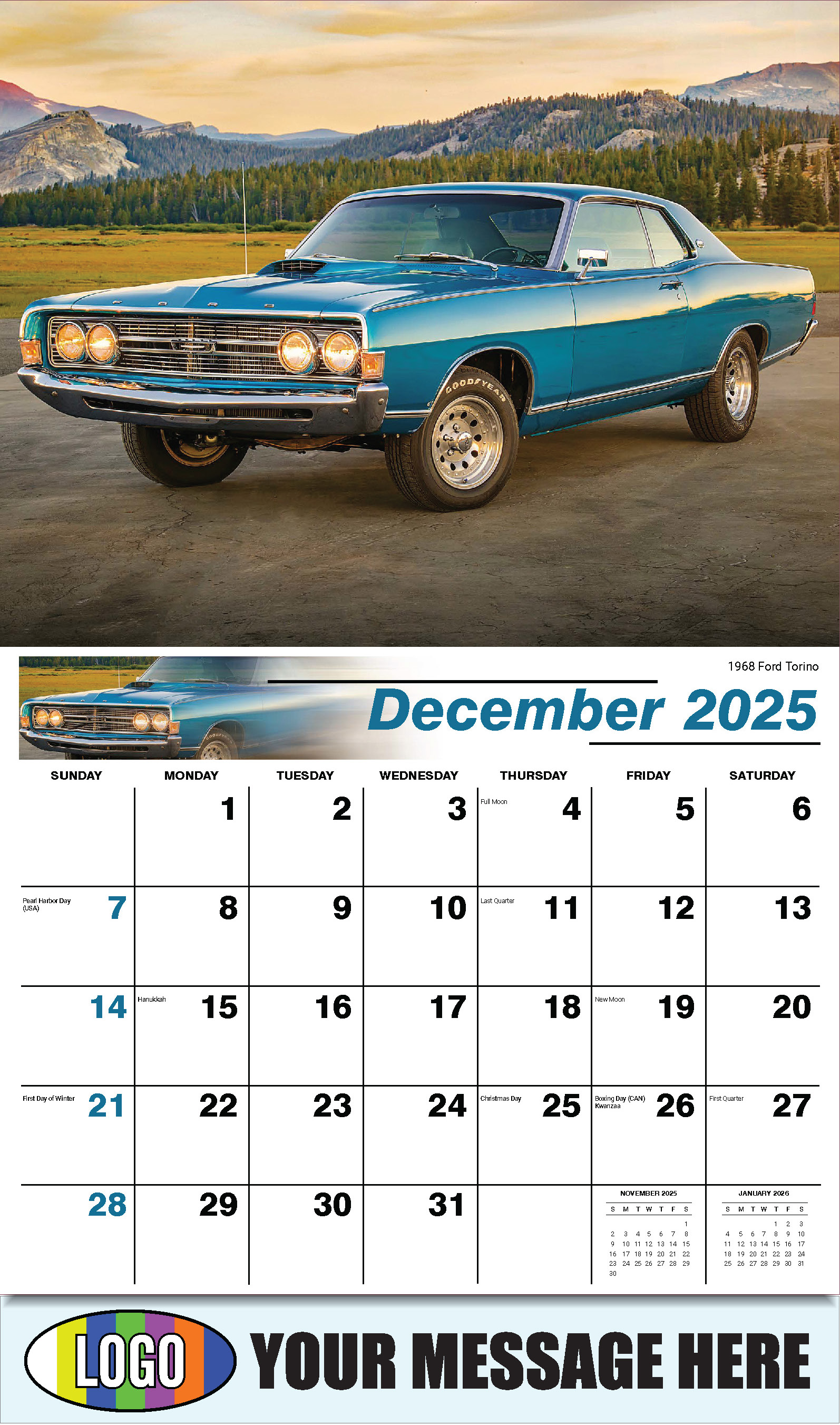 Henry's Heritage FORD Cars 2025 Automotive Business Promo Calendar - December